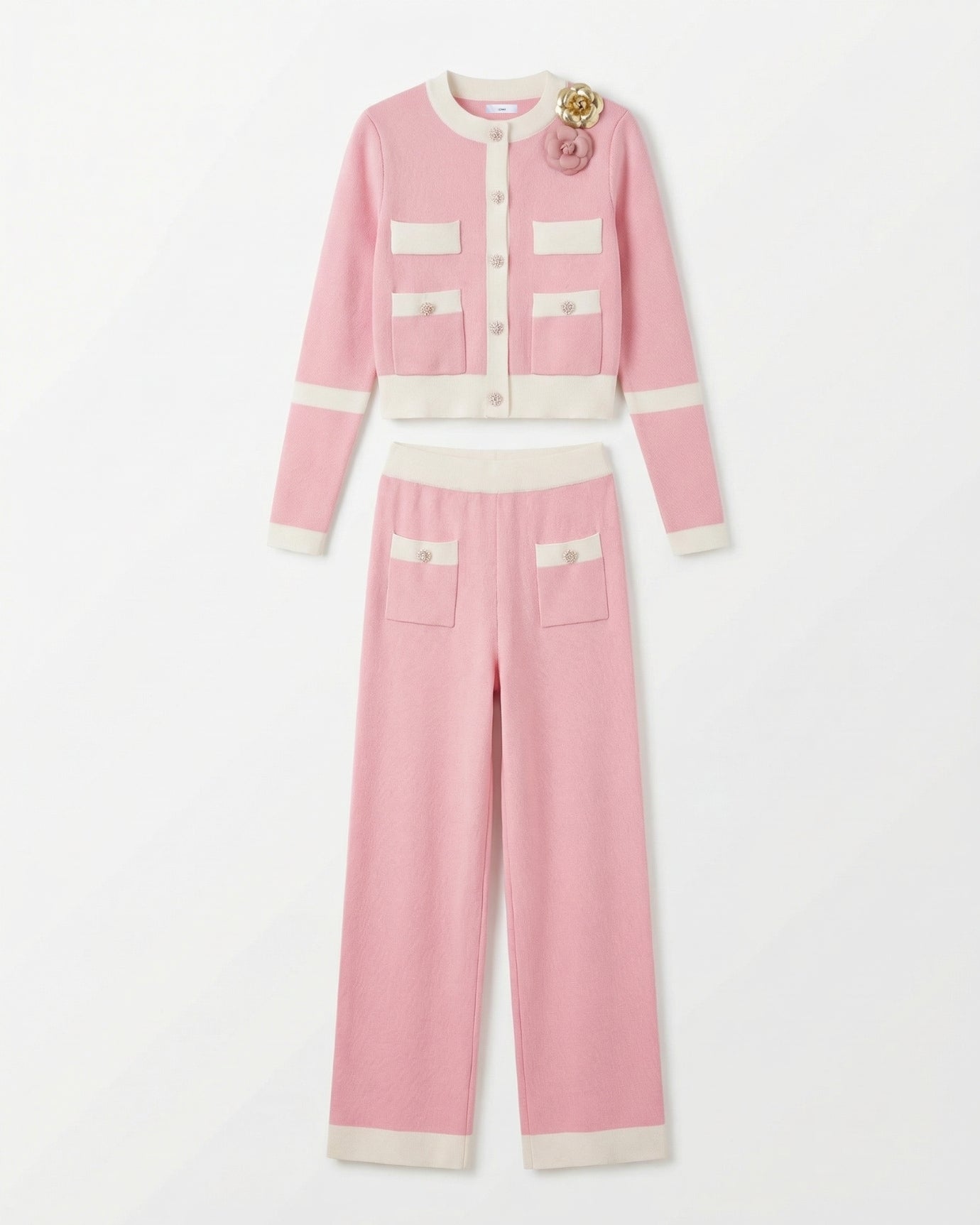 Rinna Knitted Cardigan Long-Sleeved Jacket & Pants Suit Set