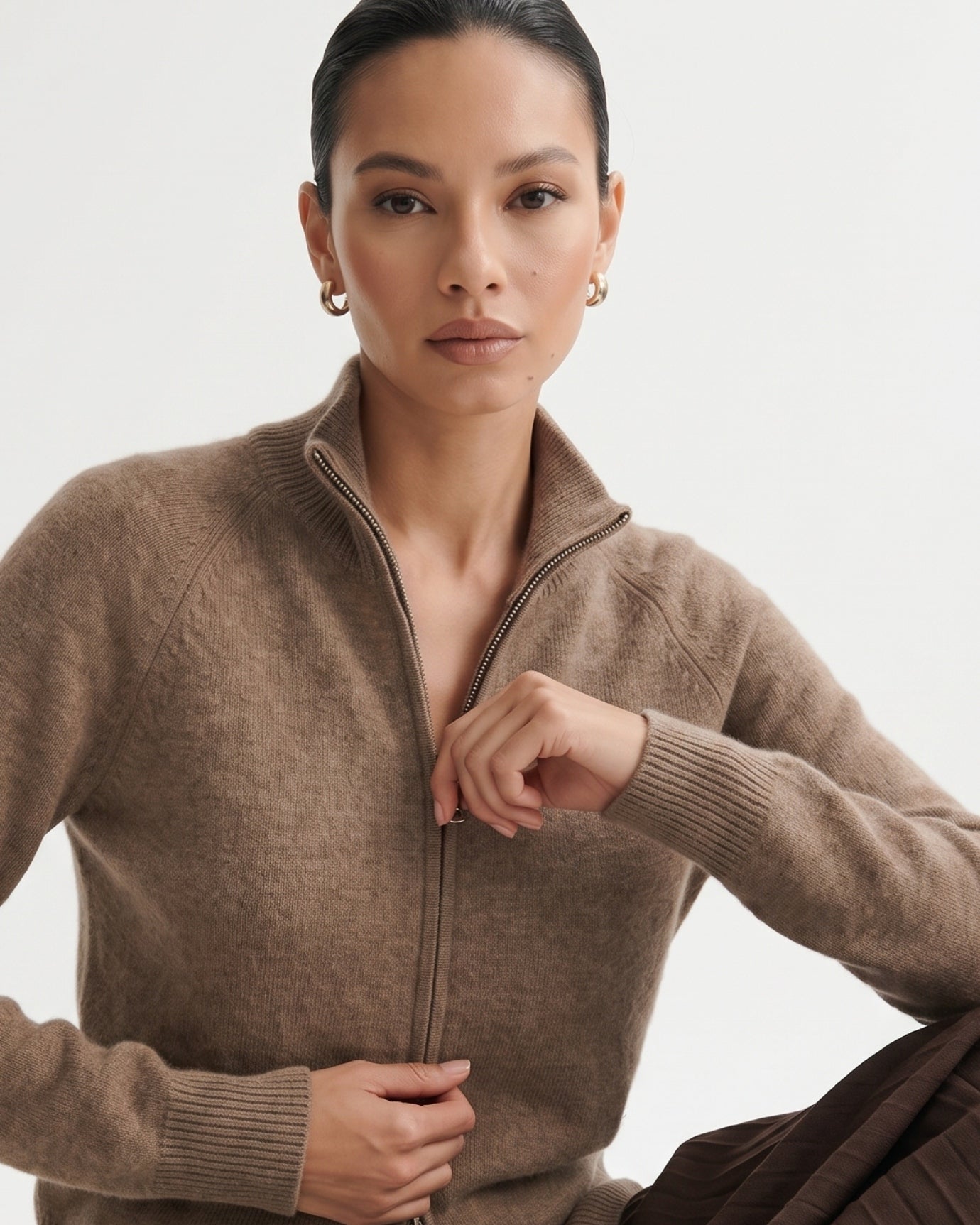 Ria Cashmere Jacket Double Zipper