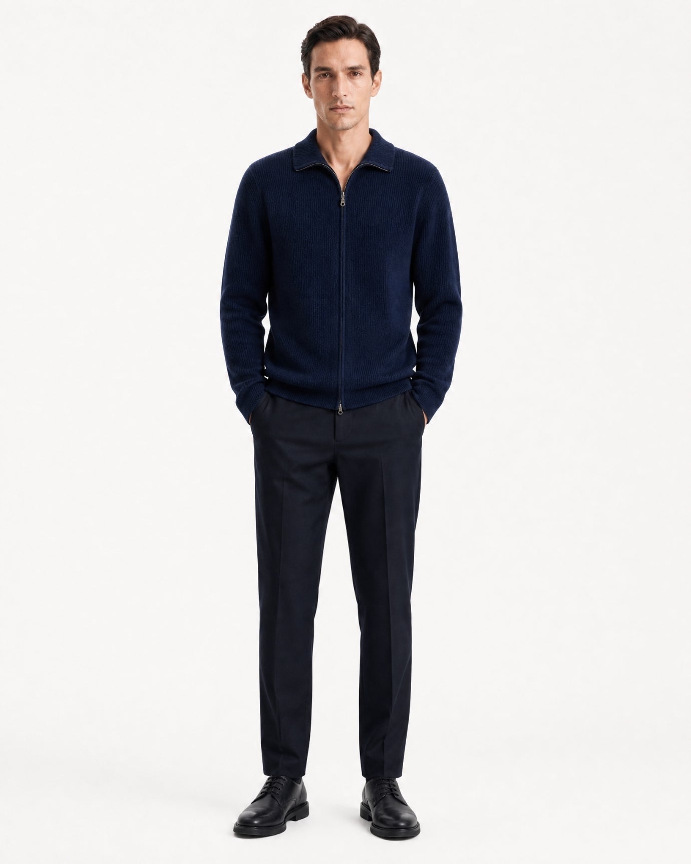 New York Thick Ribbed Cashmere Zip Sweater
