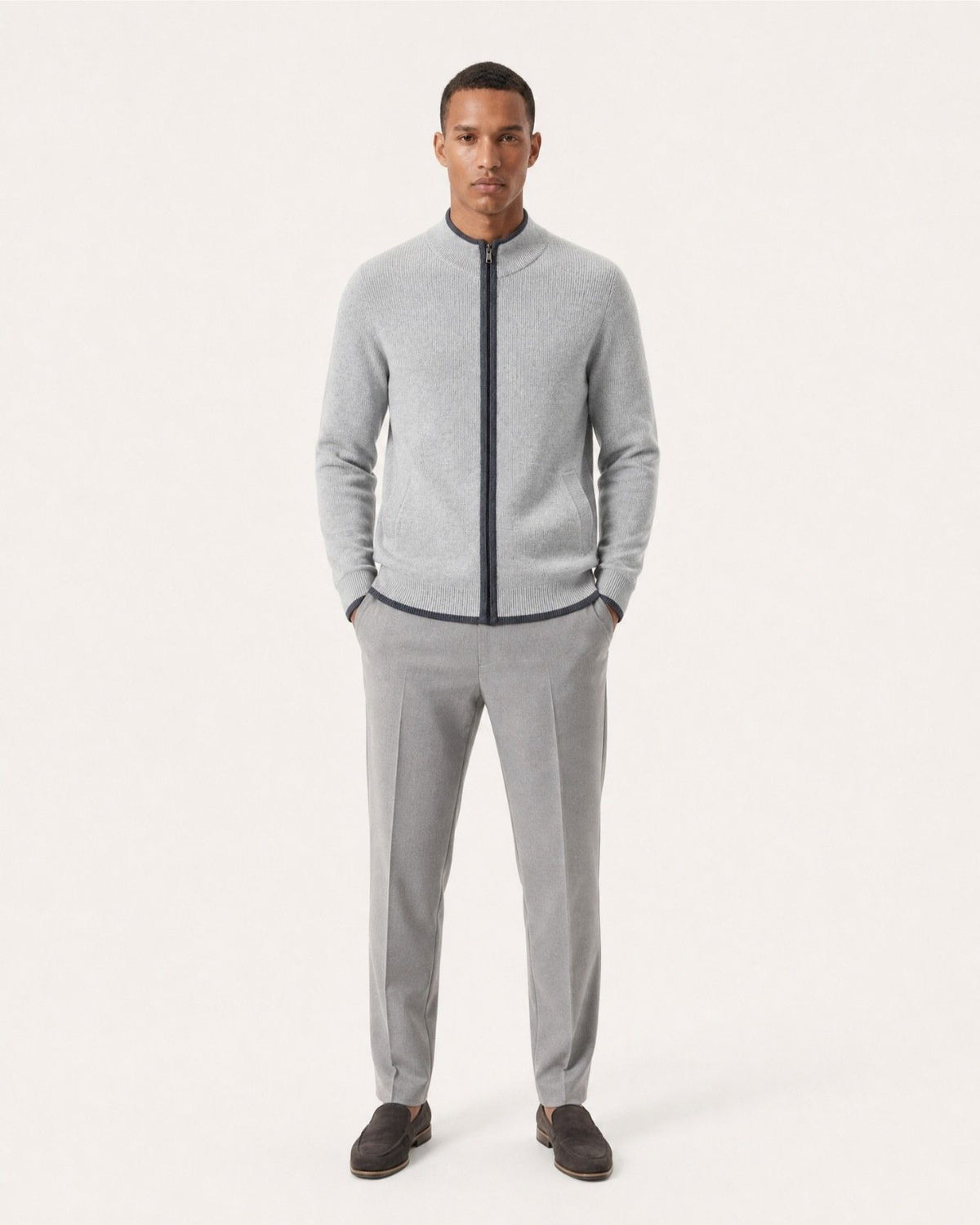 London Cashmere Full-Zip Cardigan Jacket