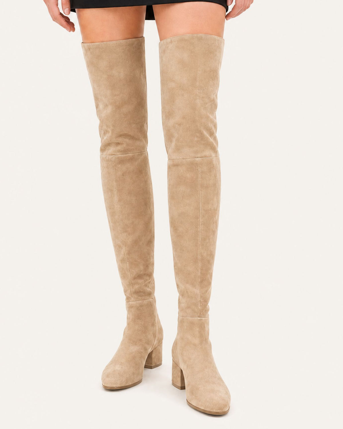 Round-Toe Low-Heel Over-the-Knee Leather Boots
