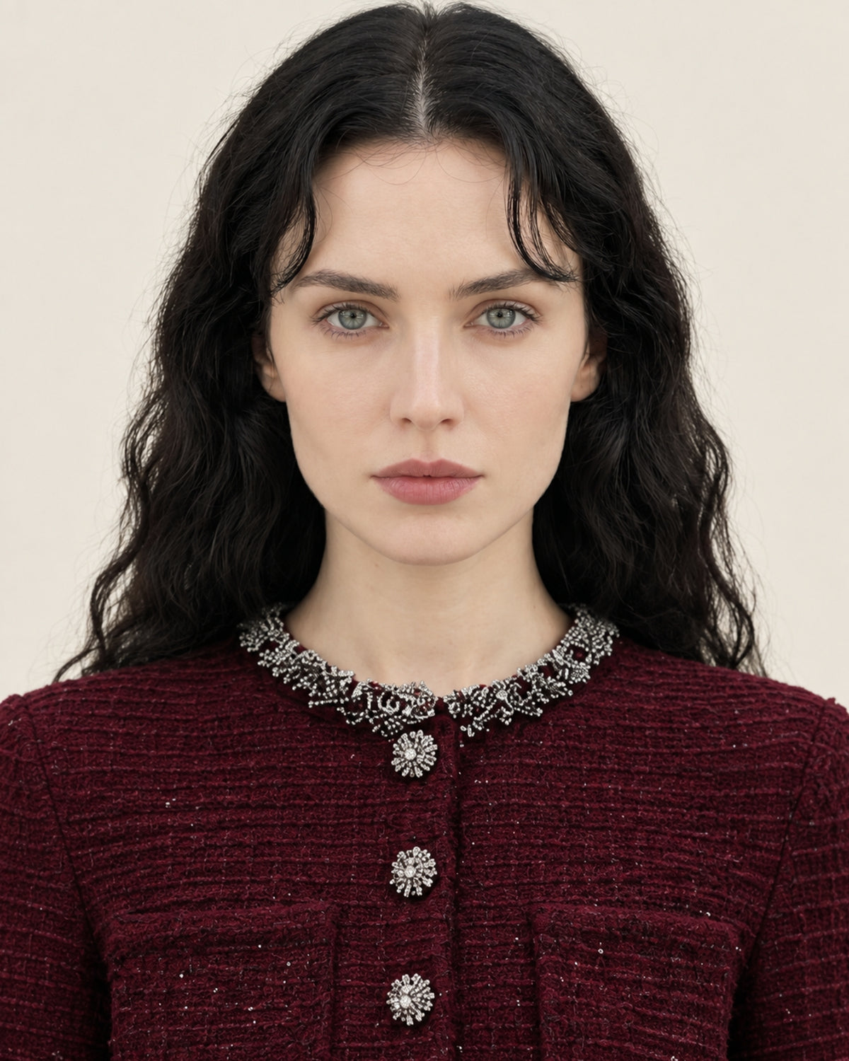 Burgundy Long-Sleeve Knit Mini Dress