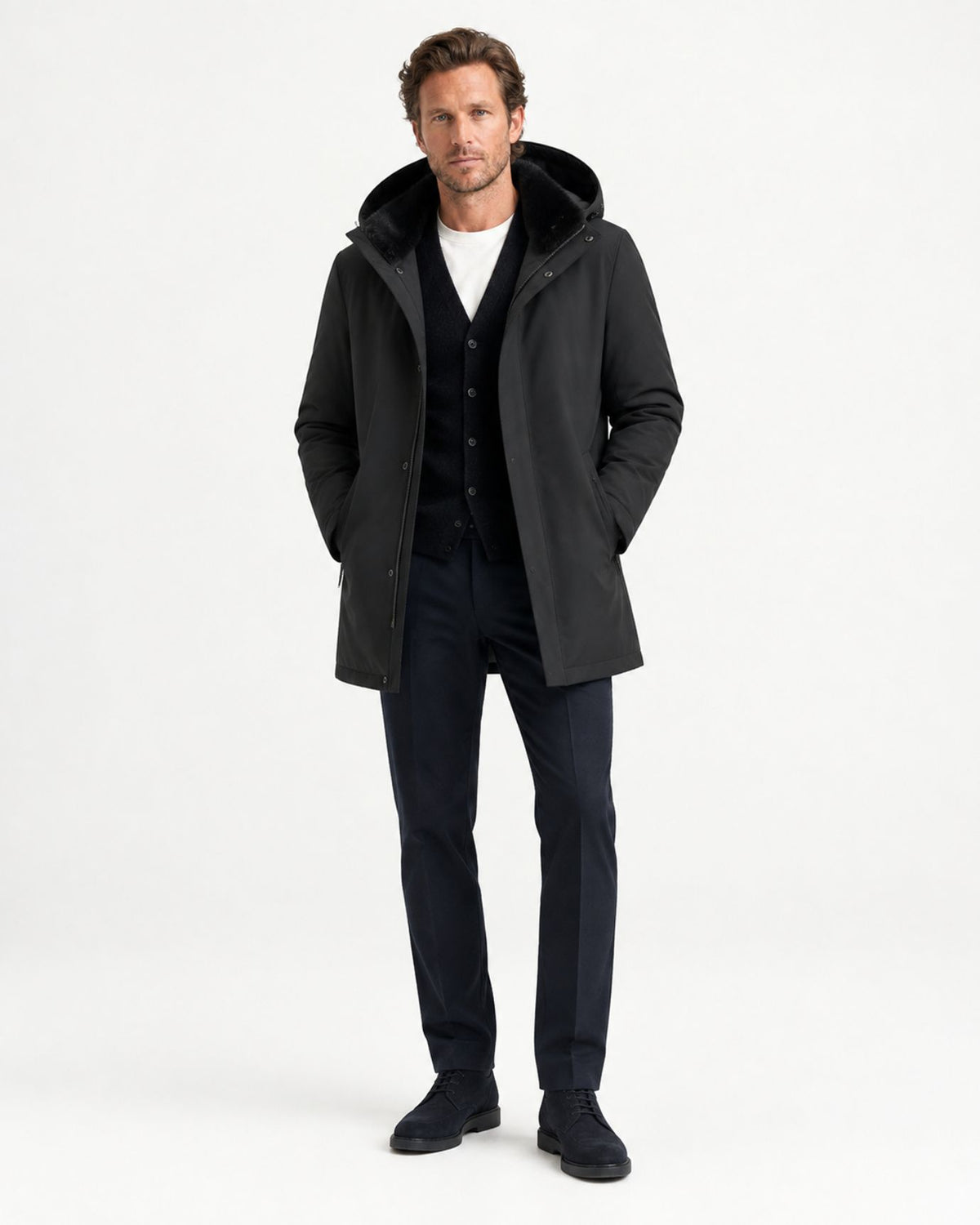 Rabbit Fur and Goose Down-Lined Hooded Nylon Parka