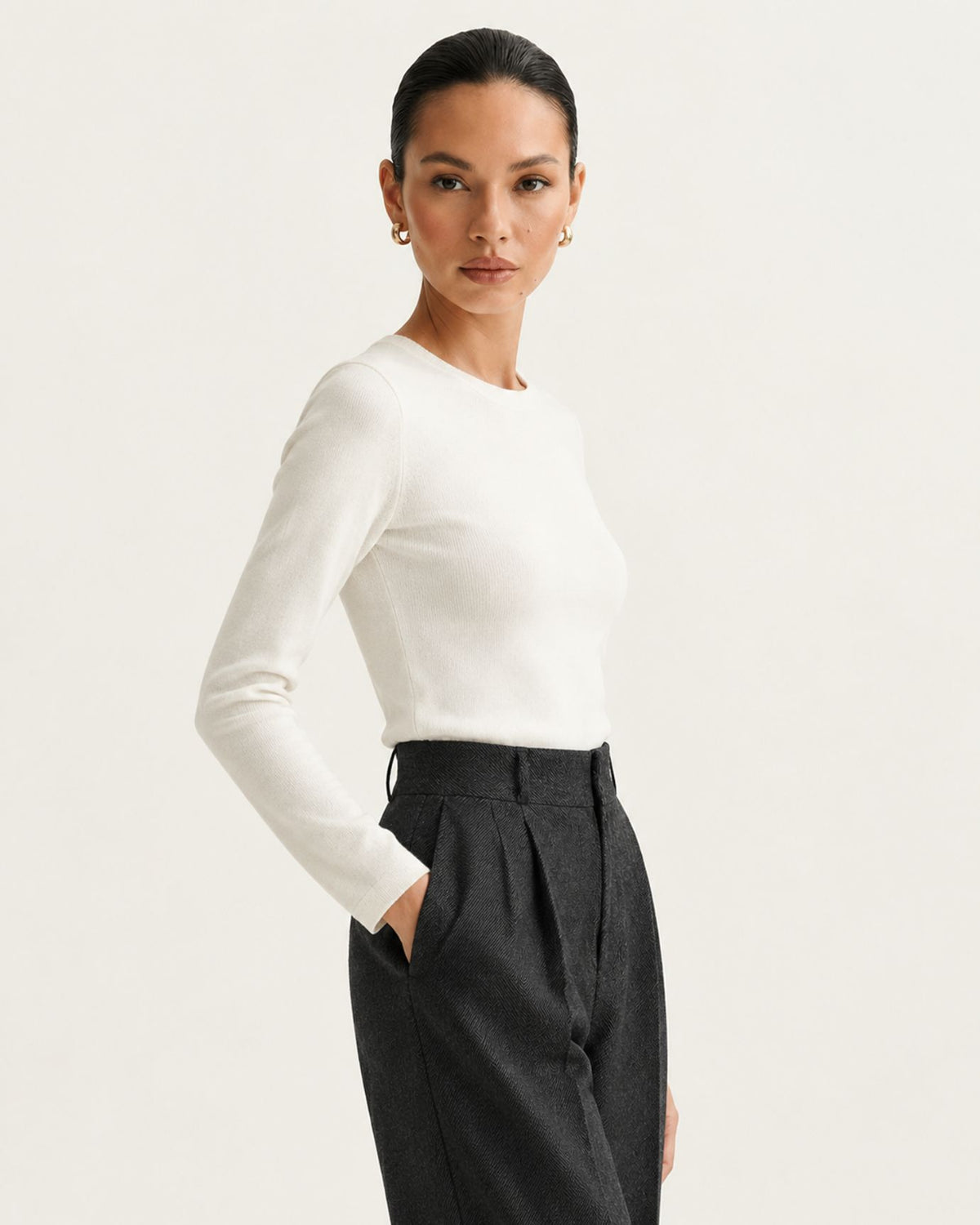Drapey High-Waisted Wool Wide-Leg Woman Trousers