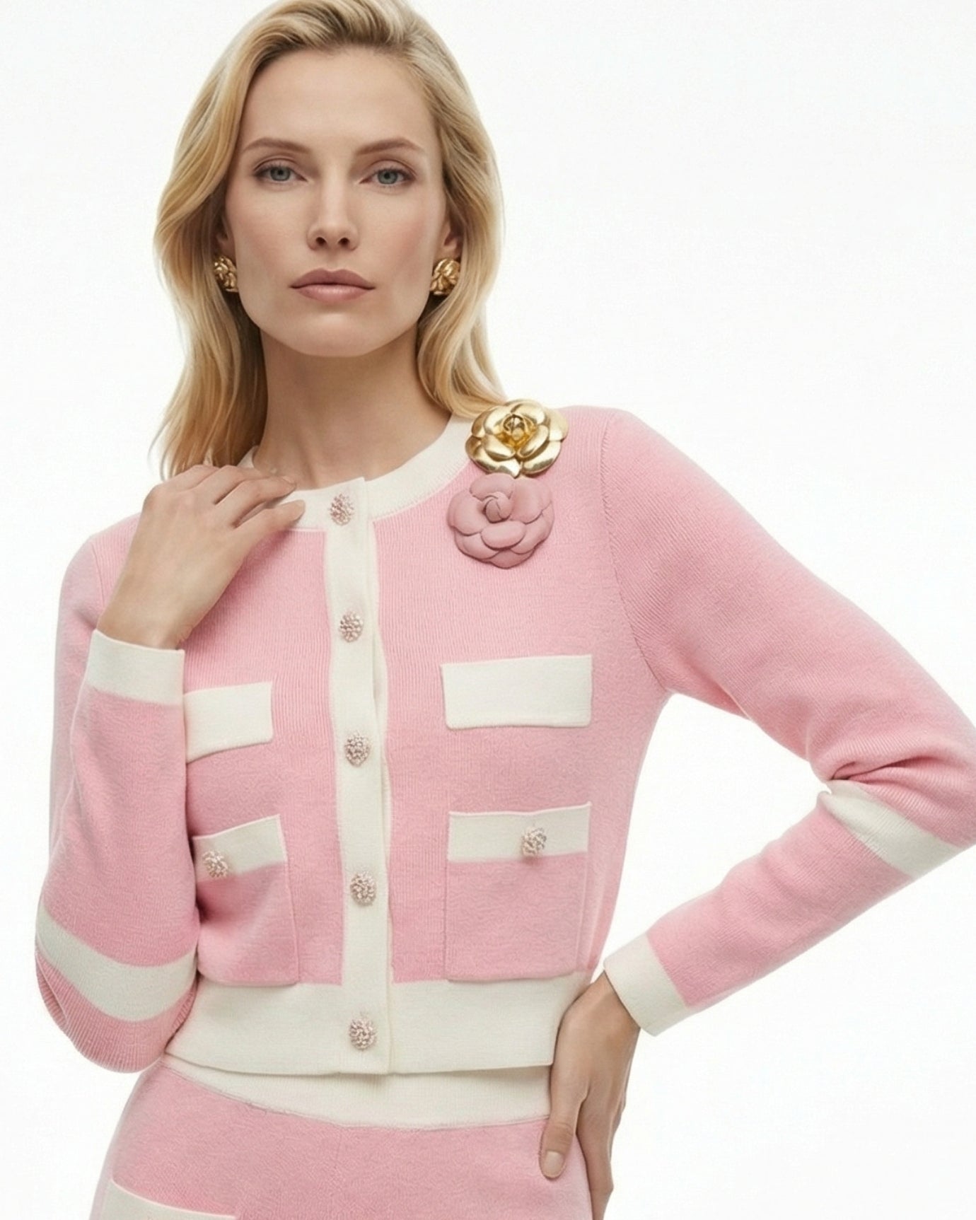 Rinna Knitted Cardigan Long-Sleeved Jacket & Pants Suit Set