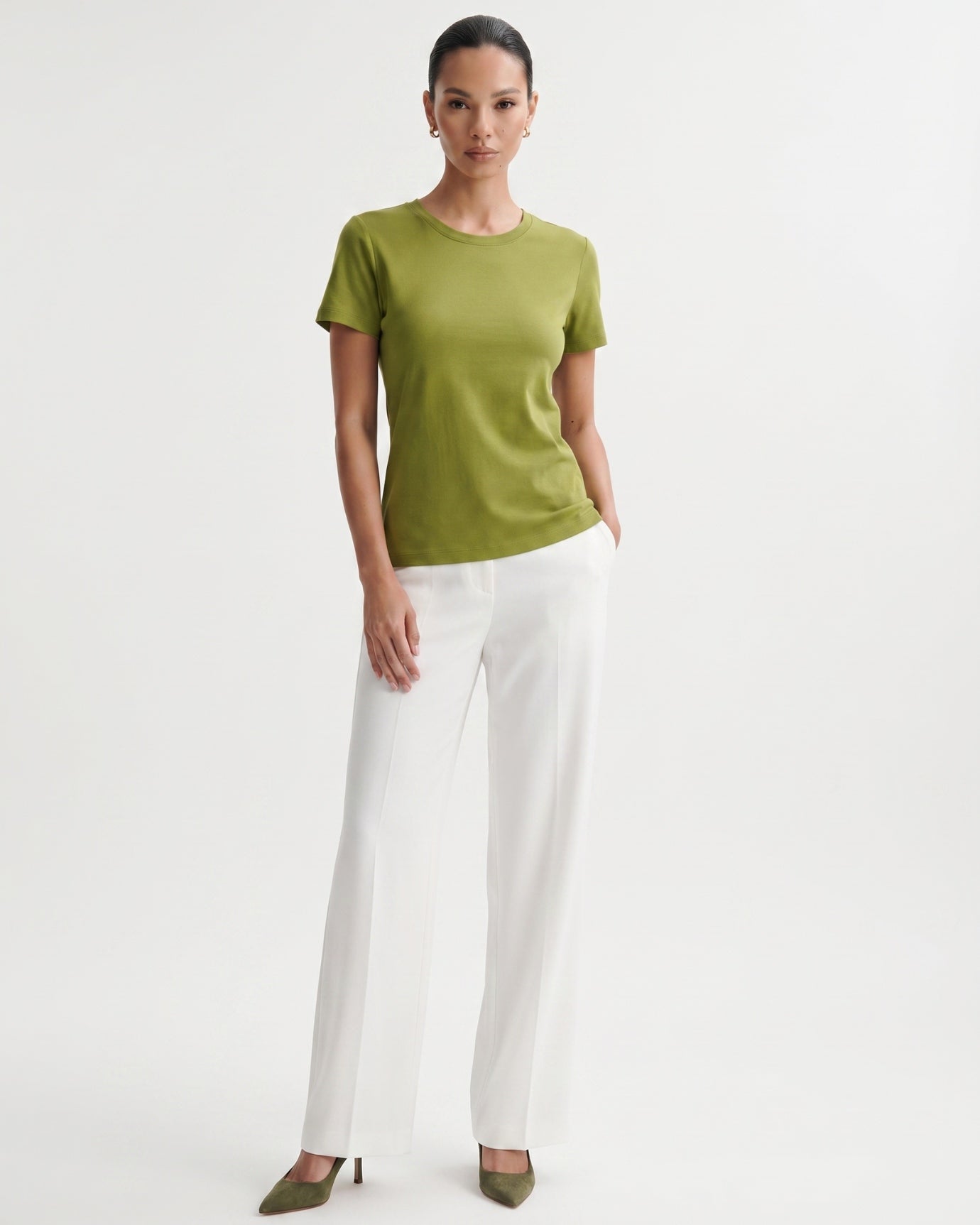 High-end Mercerized Cotton Woman Round Neck T-Shirt