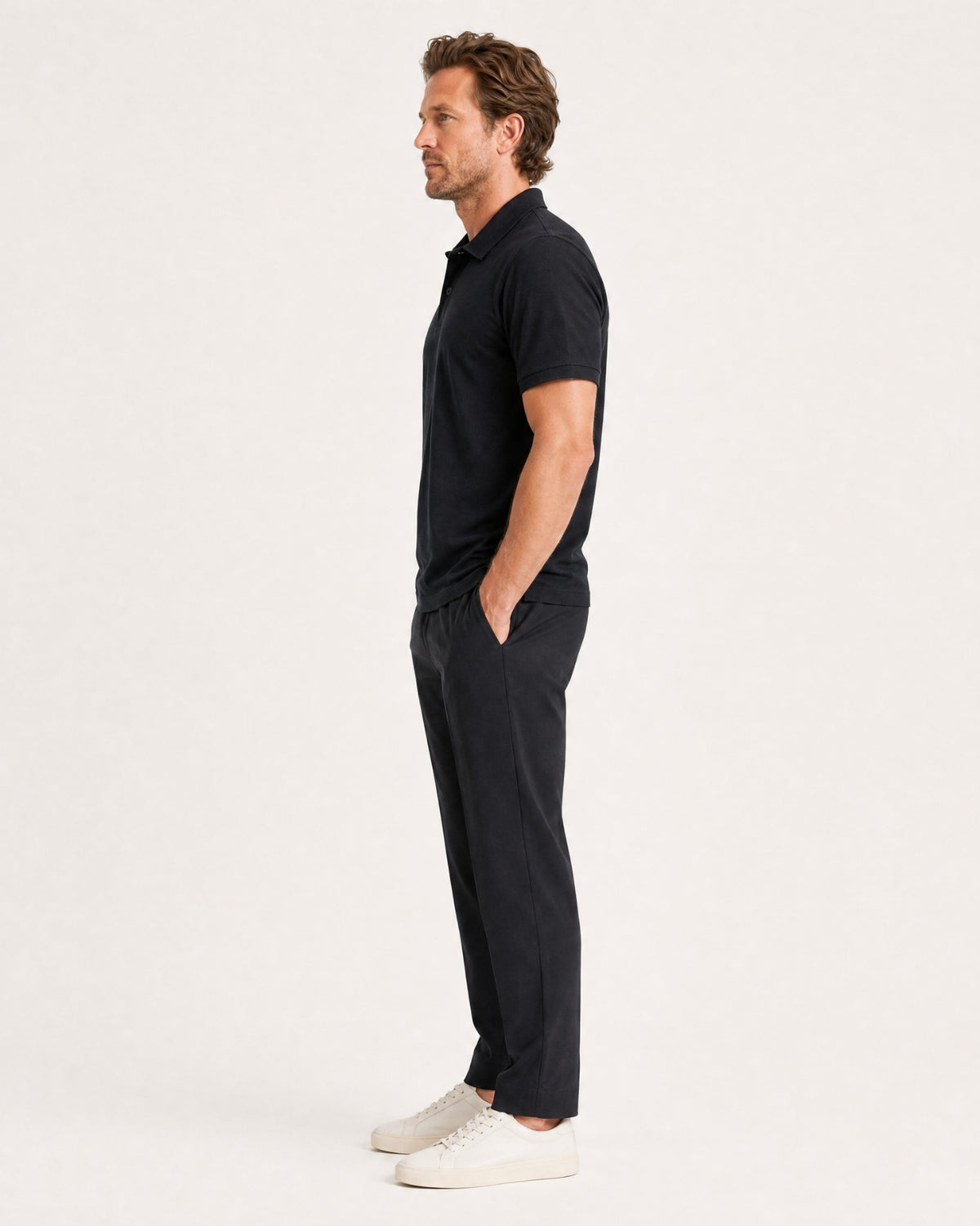 Short-Sleeve Merino Wool Collared Knit Polo