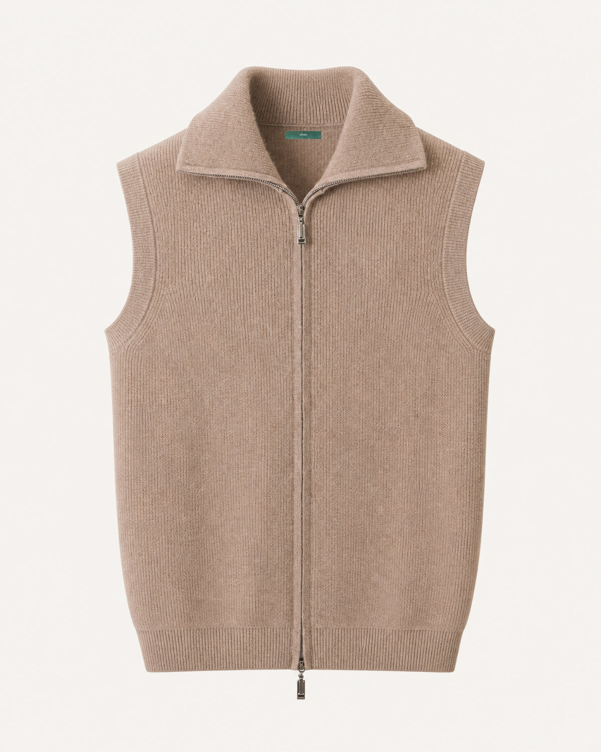 Cashmere Knit Zip Vest Collar