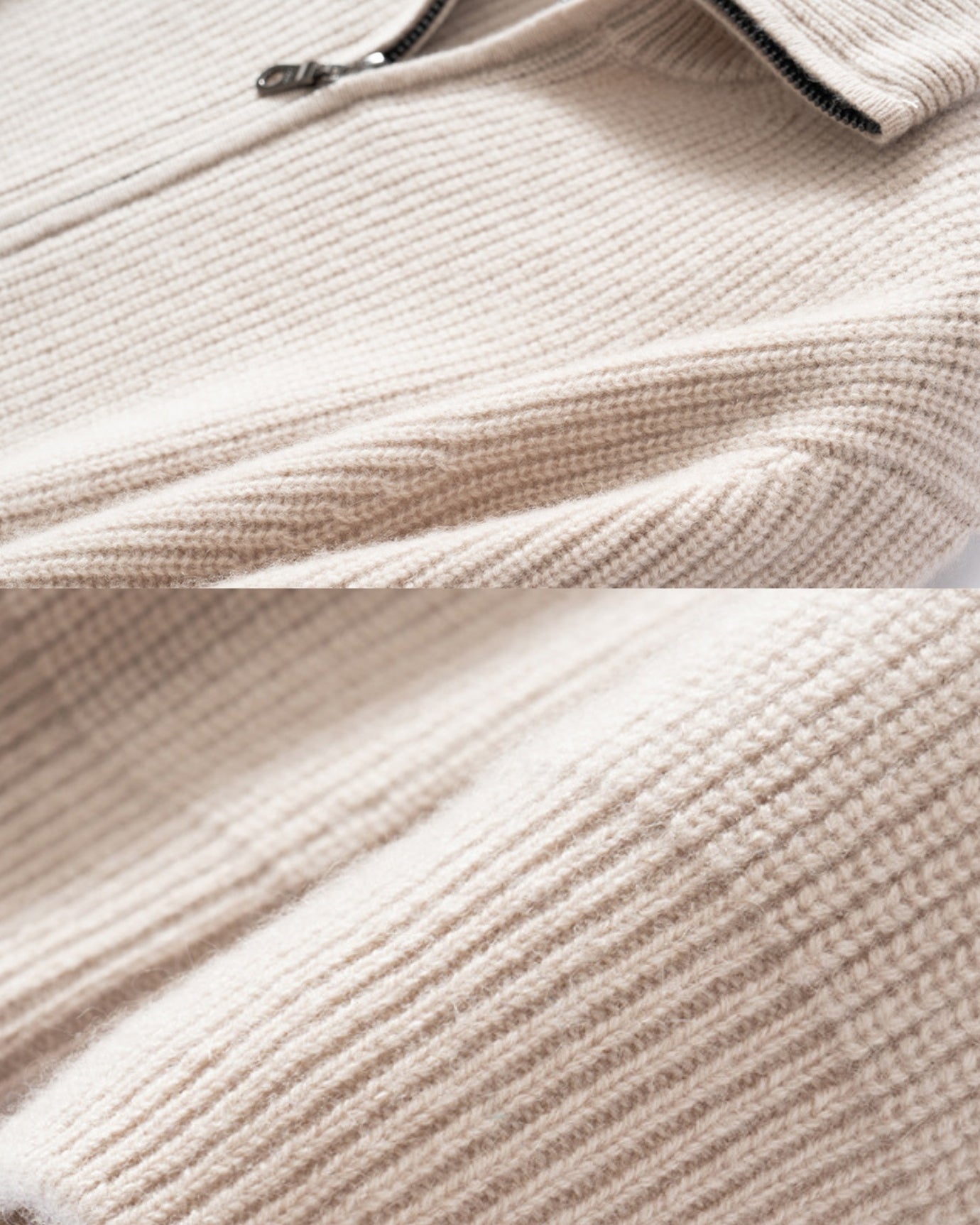 New York Thick Ribbed Cashmere Zip Sweater