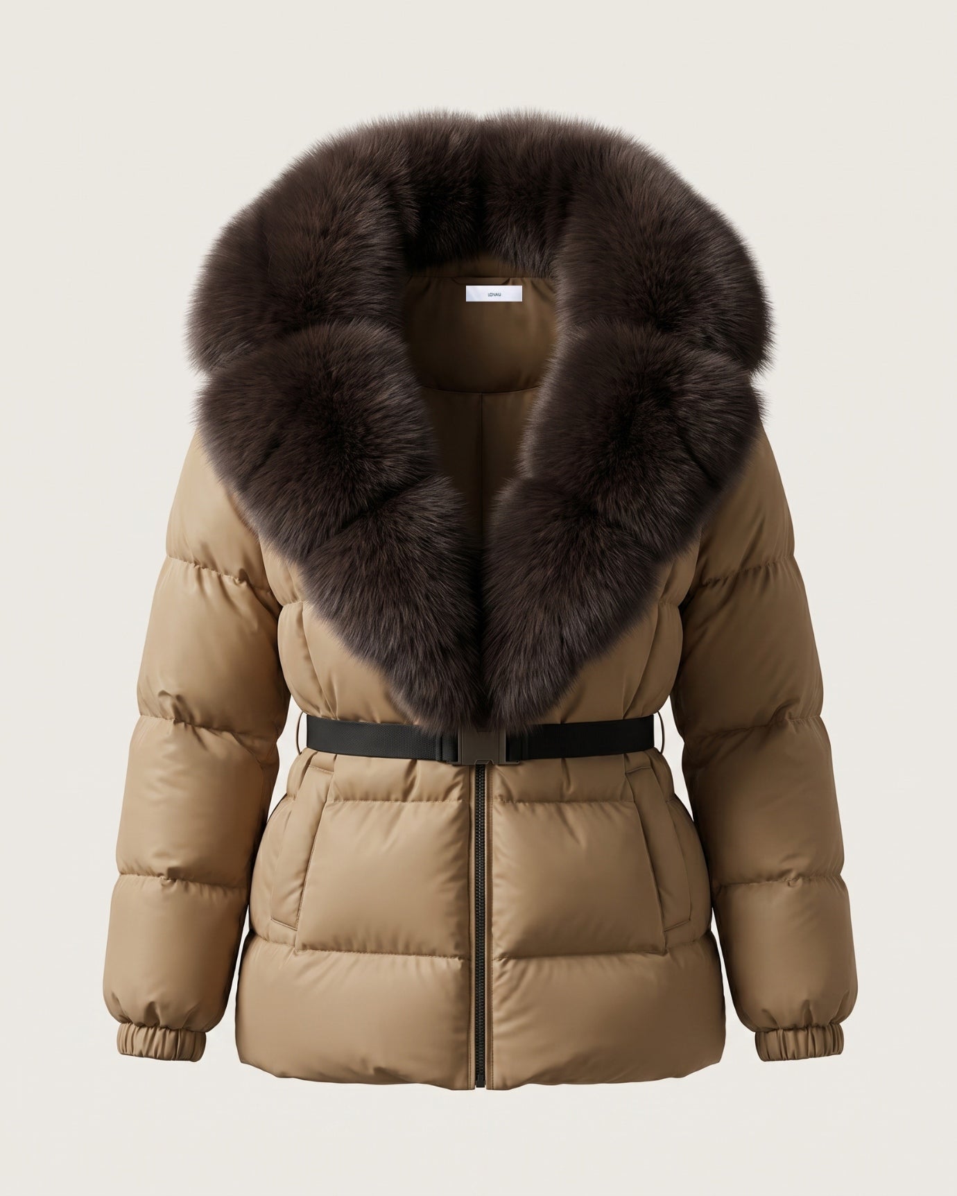 Duck Down Jacket with Fox Fur Trim