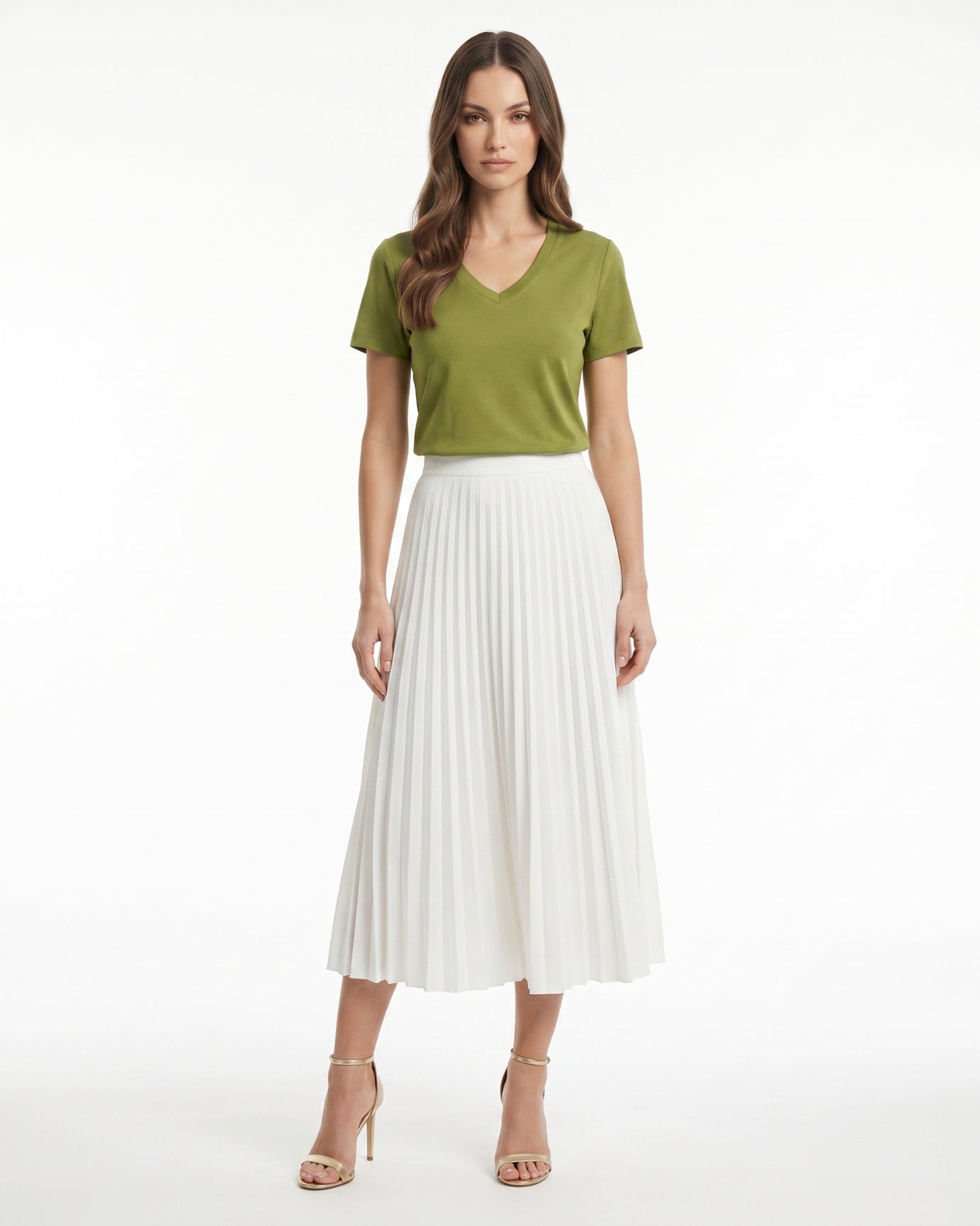 High-end Mercerized Cotton Woman V- Neck T-Shirt