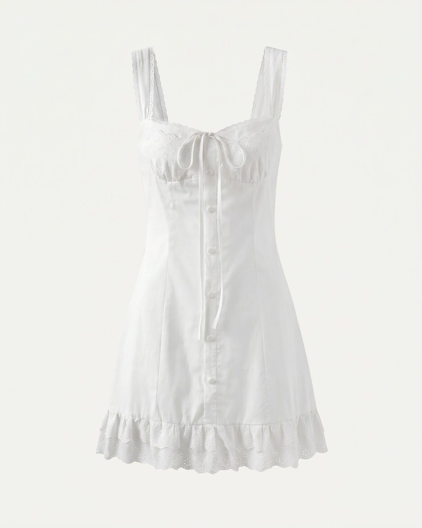 Sweet Lace Tie-Waist Slim-Fit Mini Dress