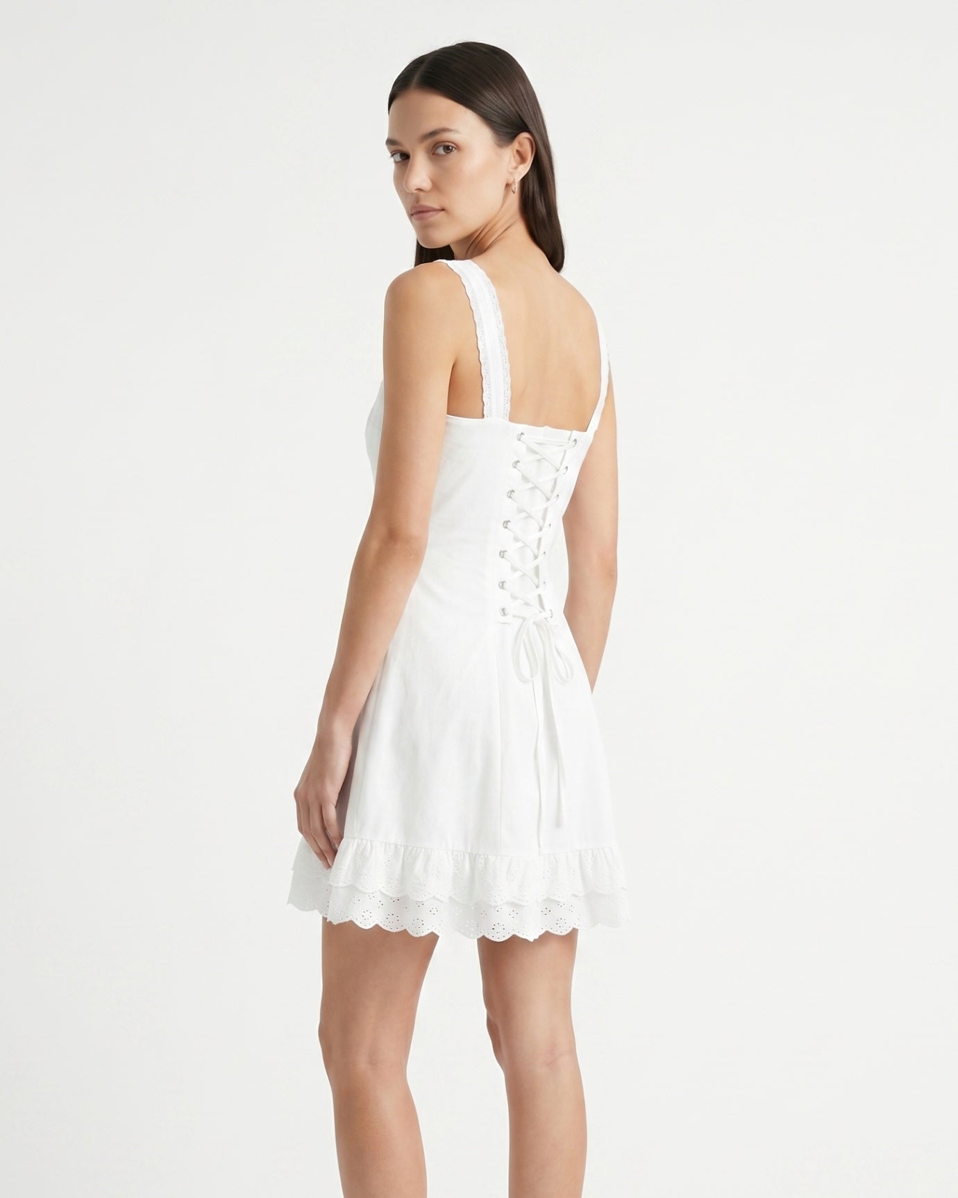Sweet Lace Tie-Waist Slim-Fit Mini Dress