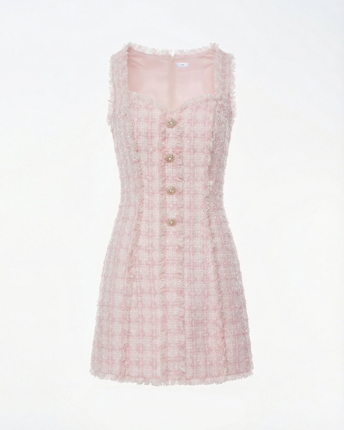 Sophisticated Elegant Pink Tweed Dress