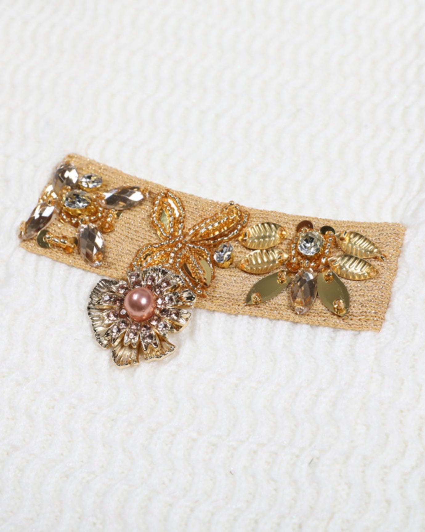 Slim-Fit Beaded Knit Long-Sleeve Dress