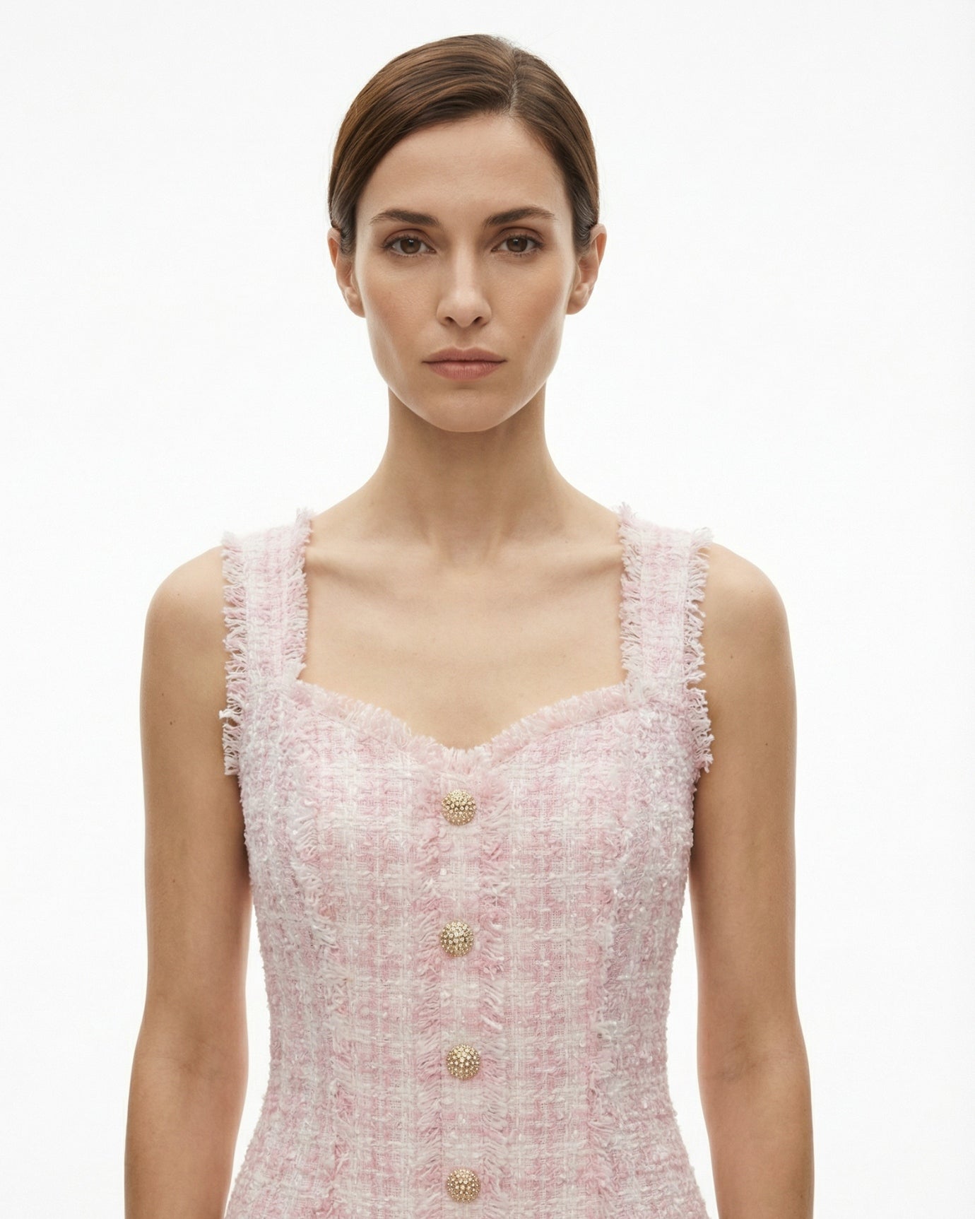 Sophisticated Elegant Pink Tweed Dress