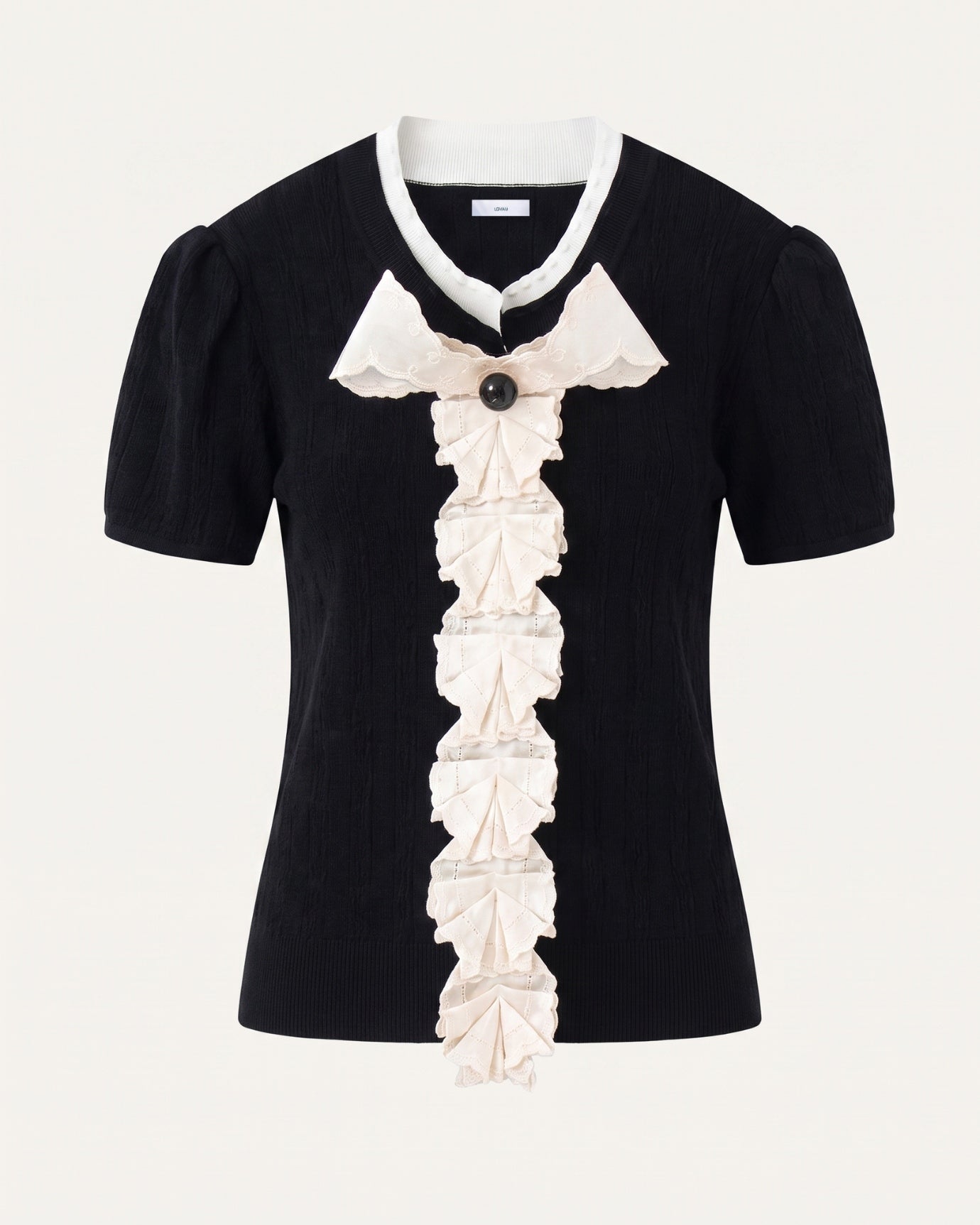 Designer Embroidered Flower Black Top