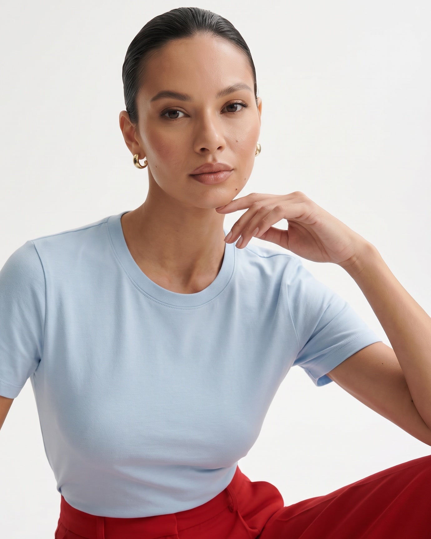 High-end Mercerized Cotton Woman Round Neck T-Shirt