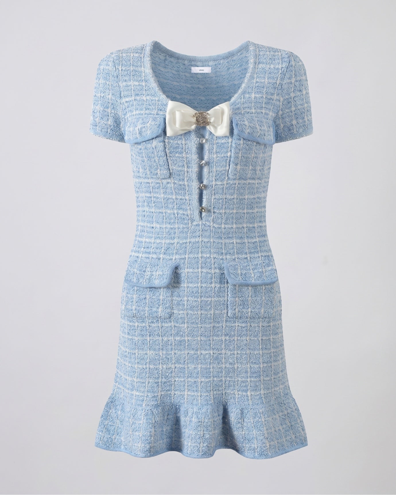 Socialite Short Sleeve Ruffled Blue Dress