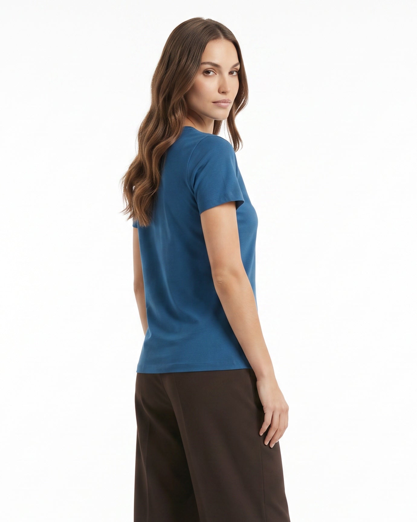 High-end Mercerized Cotton Woman V- Neck T-Shirt