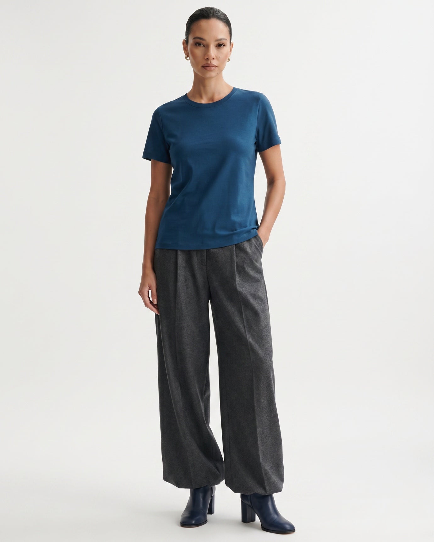 High-end Mercerized Cotton Woman Round Neck T-Shirt