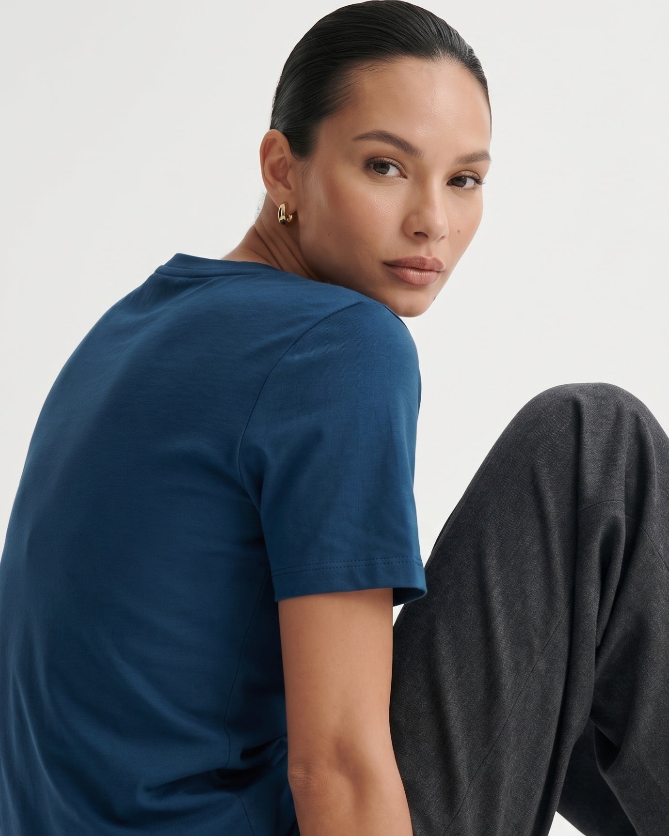 High-end Mercerized Cotton Woman Round Neck T-Shirt