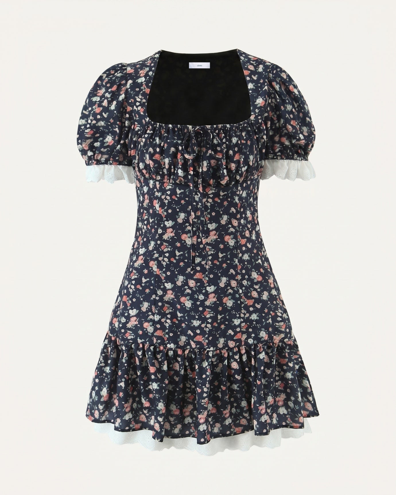 Marbella retro floral lace dress, Mediterranean-inspired feminine elegance, classic silhouette