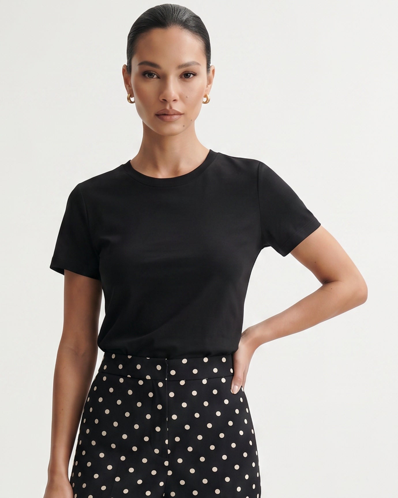 High-end Mercerized Cotton Woman Round Neck T-Shirt