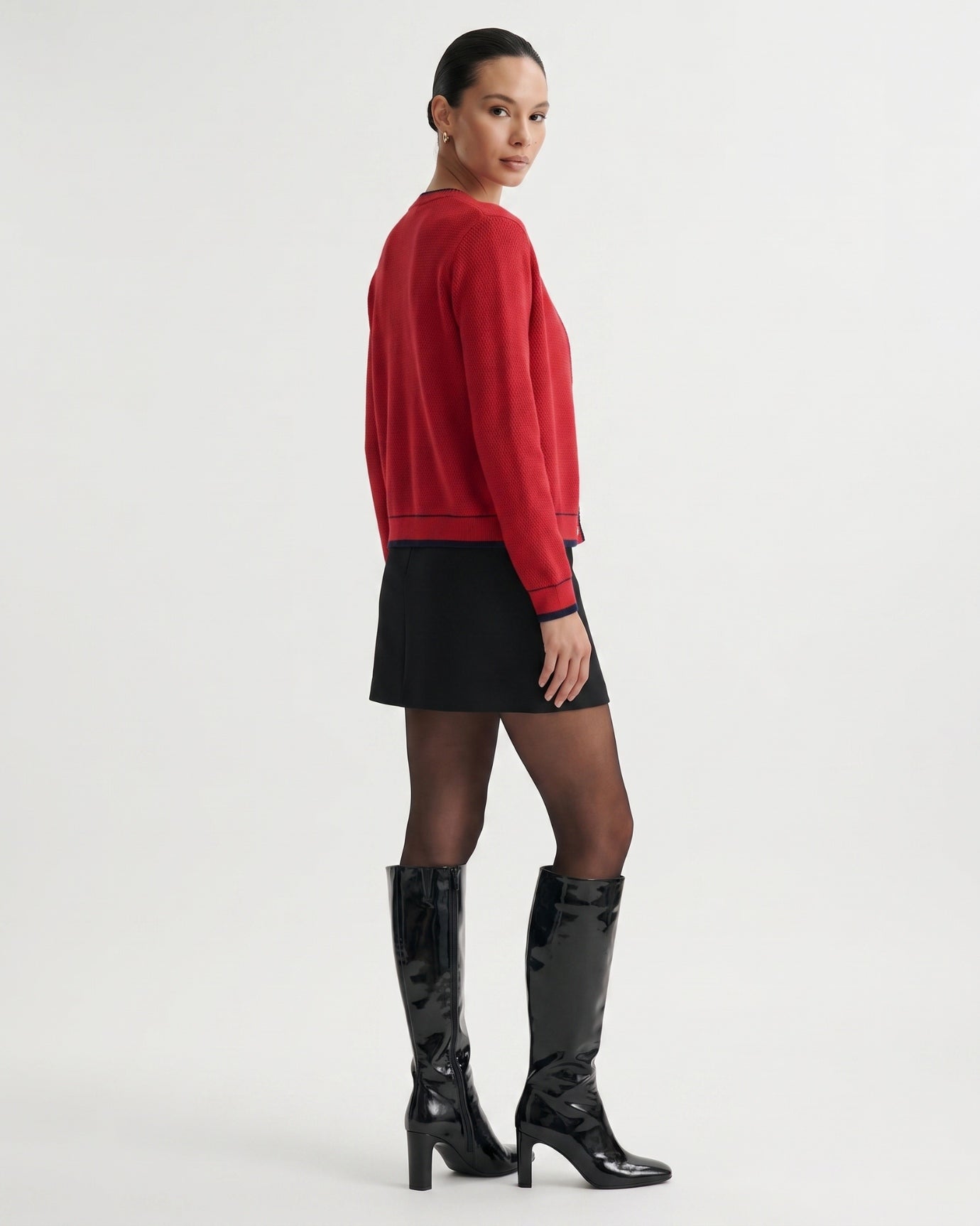 Cashmere Pearl Crewneck Knitted Cardigan