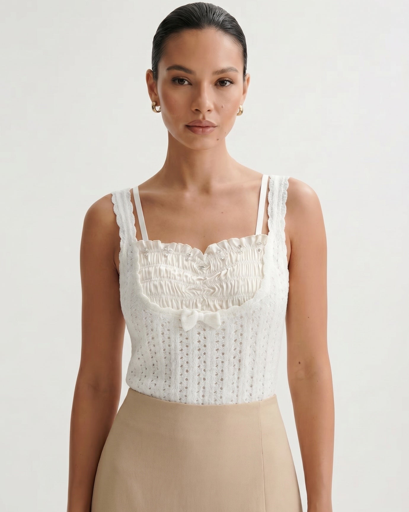 Sweet Beaded Faux Lace Top