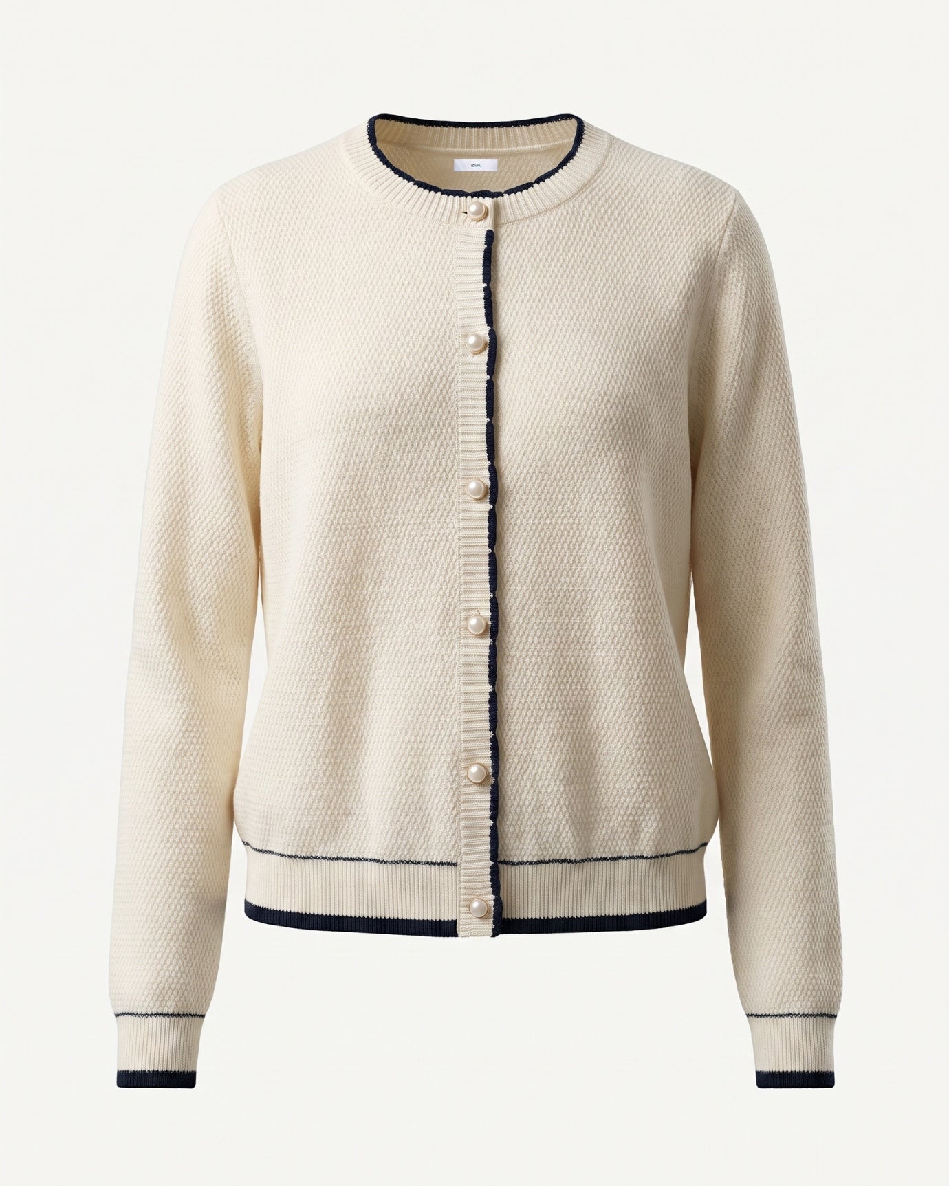 Cashmere Pearl Crewneck Knitted Cardigan