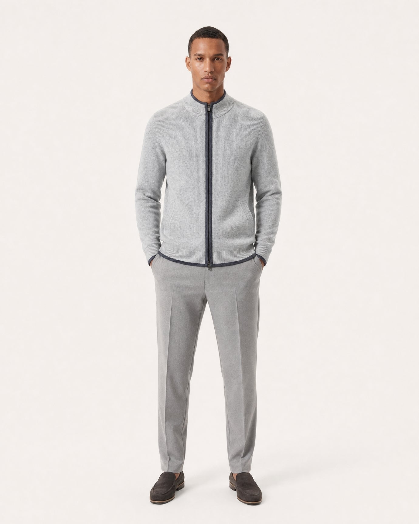 London Cashmere Full-Zip Cardigan Jacket