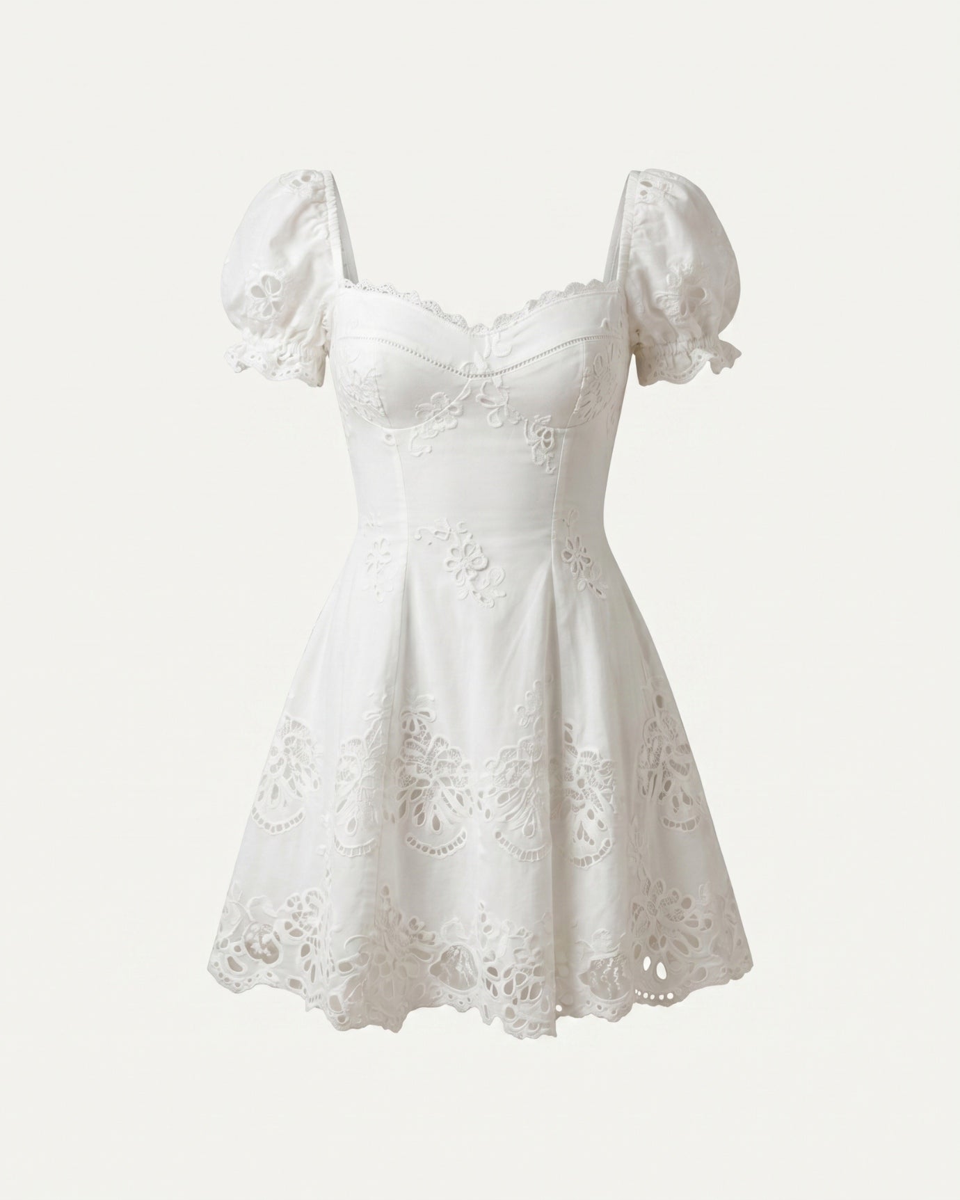 Cira White Hollow-Out Lace Dress