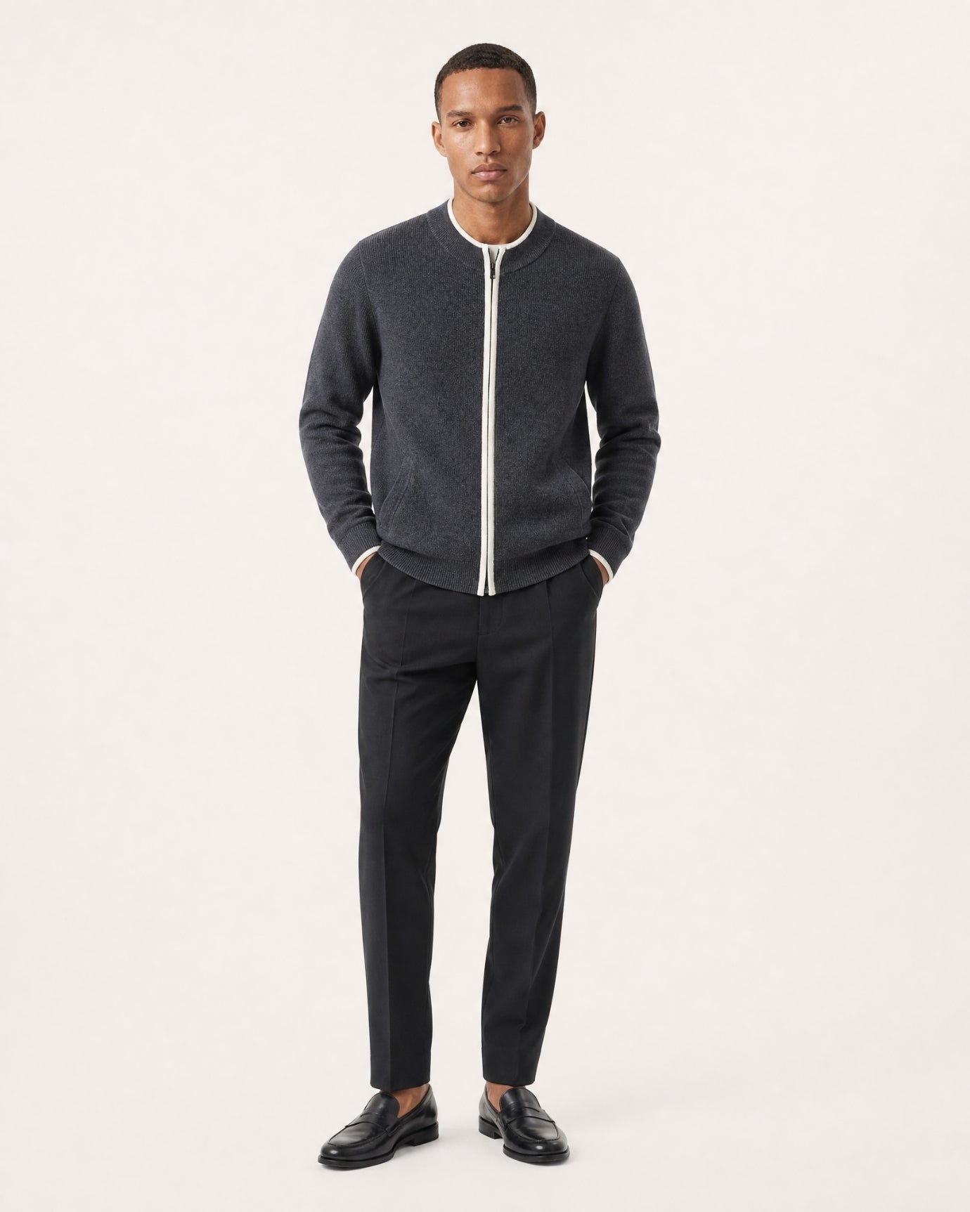 London Cashmere Full-Zip Cardigan Jacket