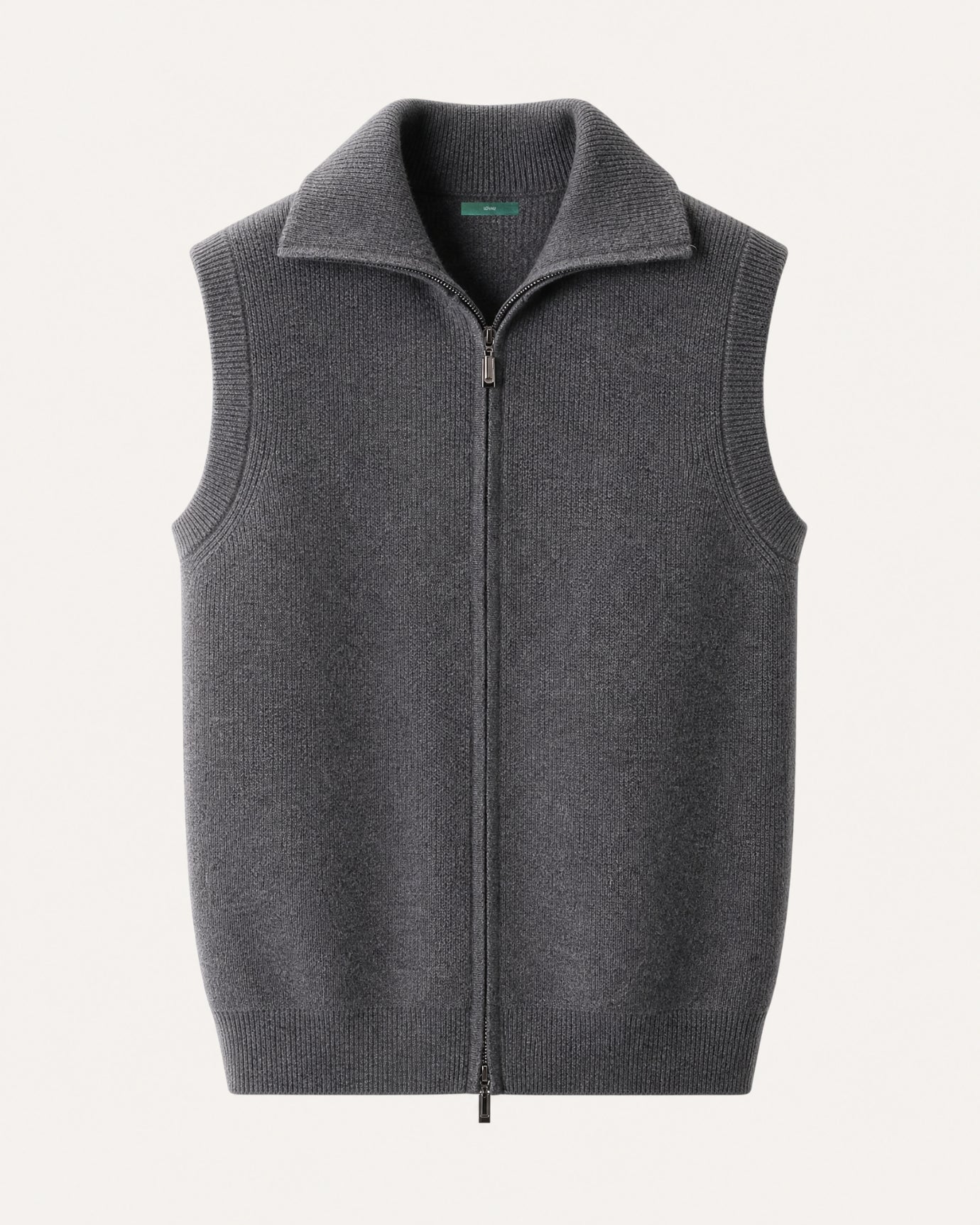 Cashmere Knit Zip Vest Collar