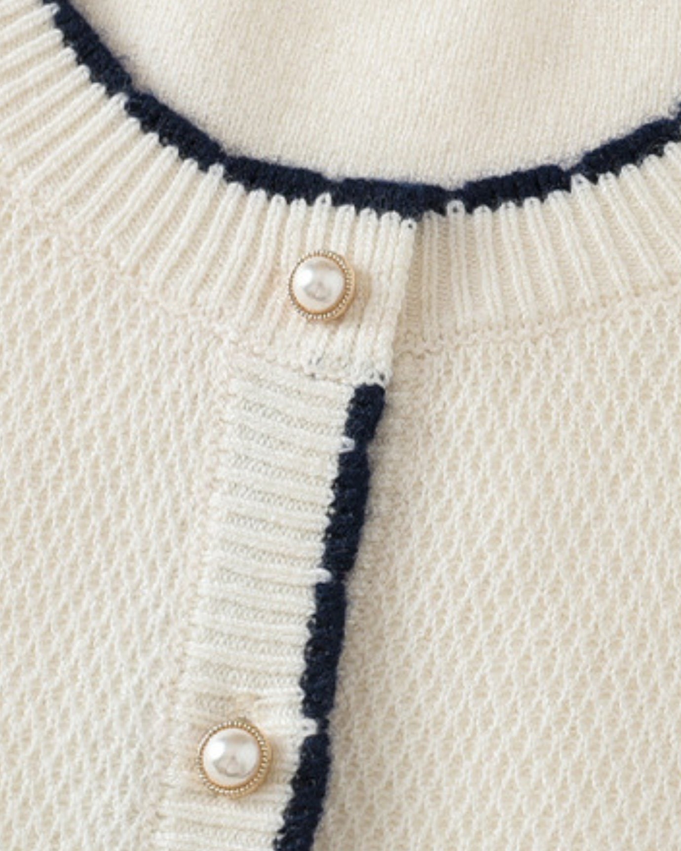 Cashmere Pearl Crewneck Knitted Cardigan