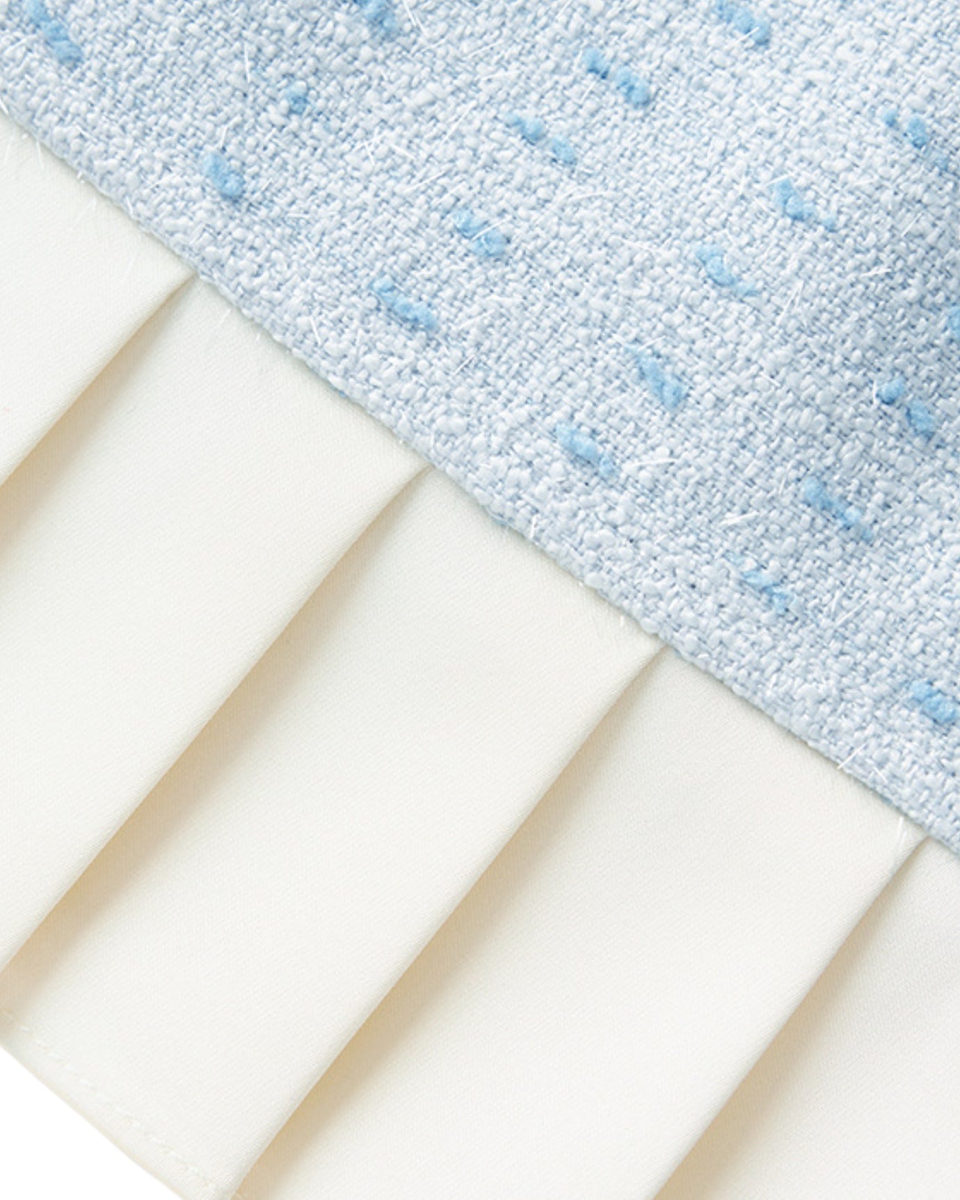 Limited Edition Blue Crystal Button Jacket + Color-Block Pleated Skirt Set