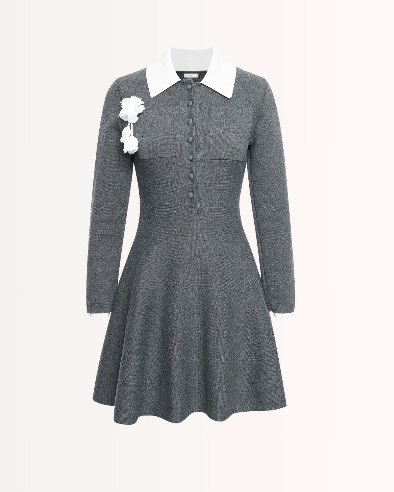 Paris Elegance Knit Dress with Floral Brooch