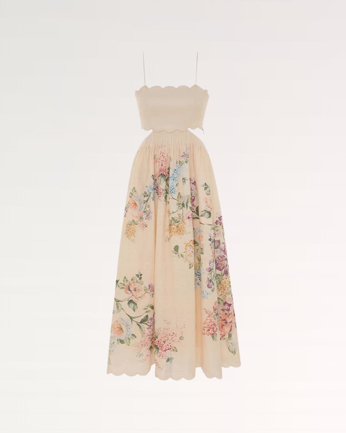 Cream sling hollow dress