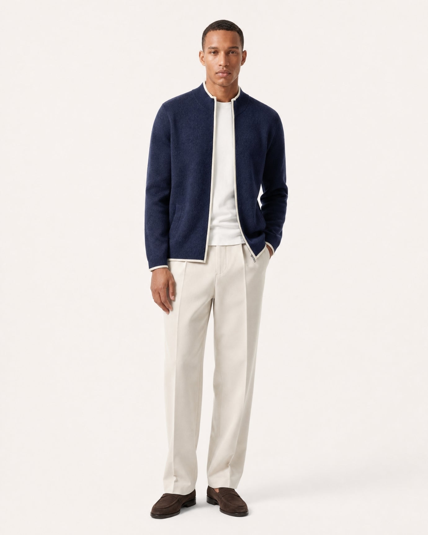 London Cashmere Full-Zip Cardigan Jacket