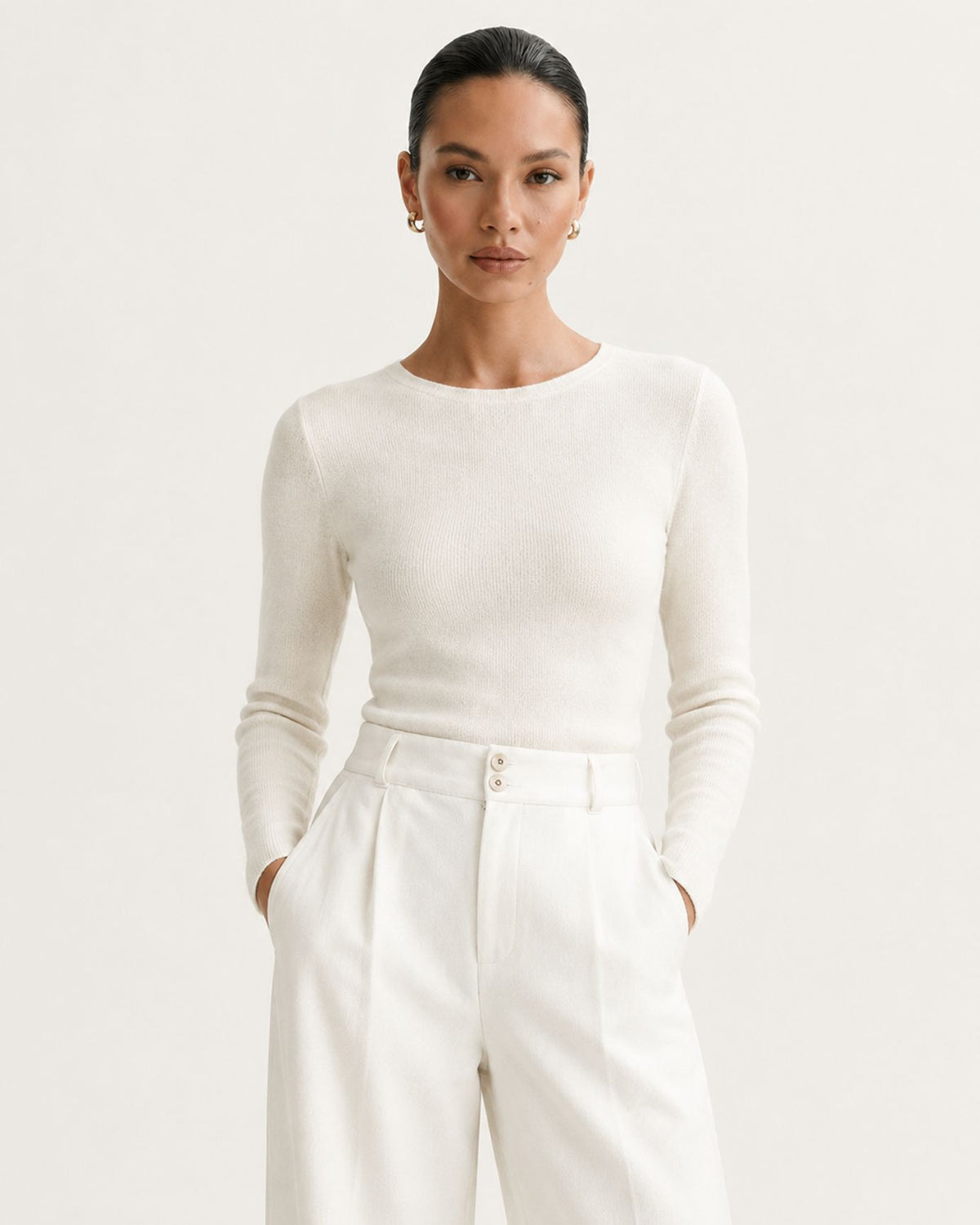 Drapey High-Waisted Wool Wide-Leg Woman Trousers