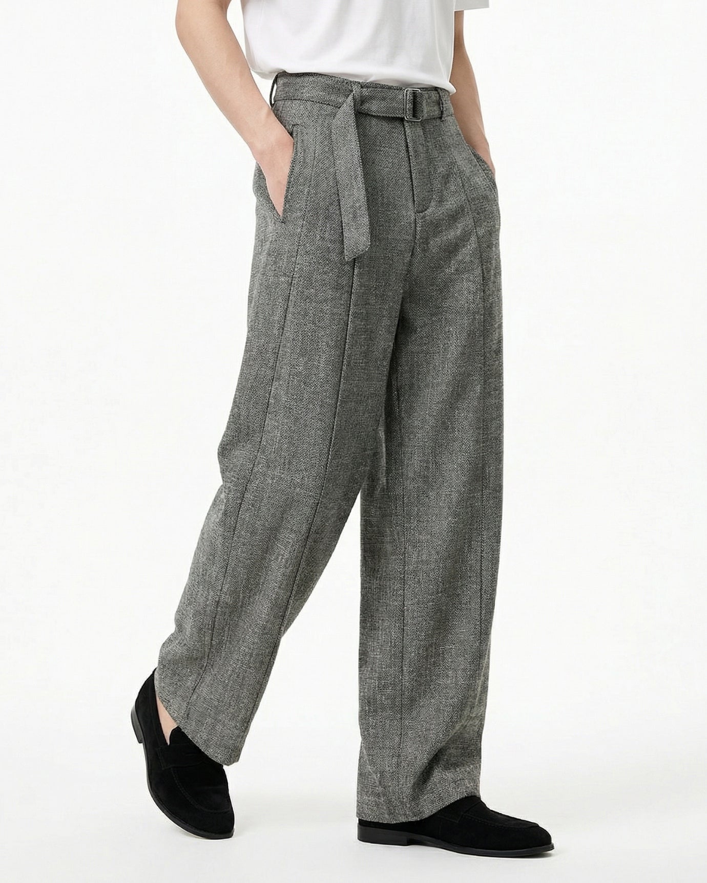 Pantalones anchos grises de edición limitada de gran tamaño