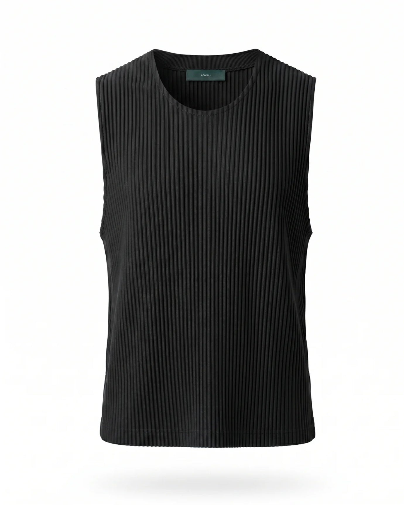 High-End Pleated Black Vest T-shirt