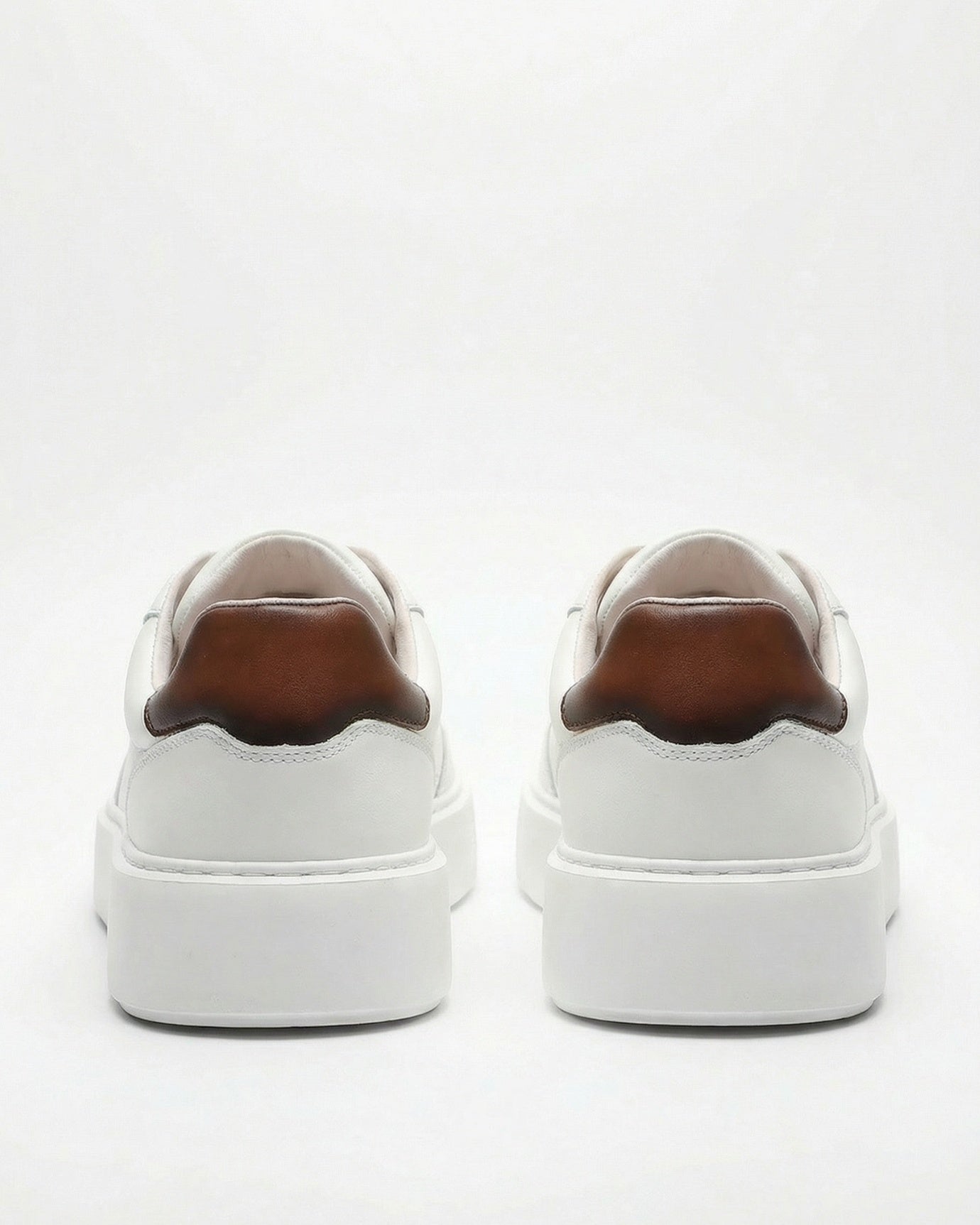 Marbella White Genuine Leather Thick-Bottom Sneakers