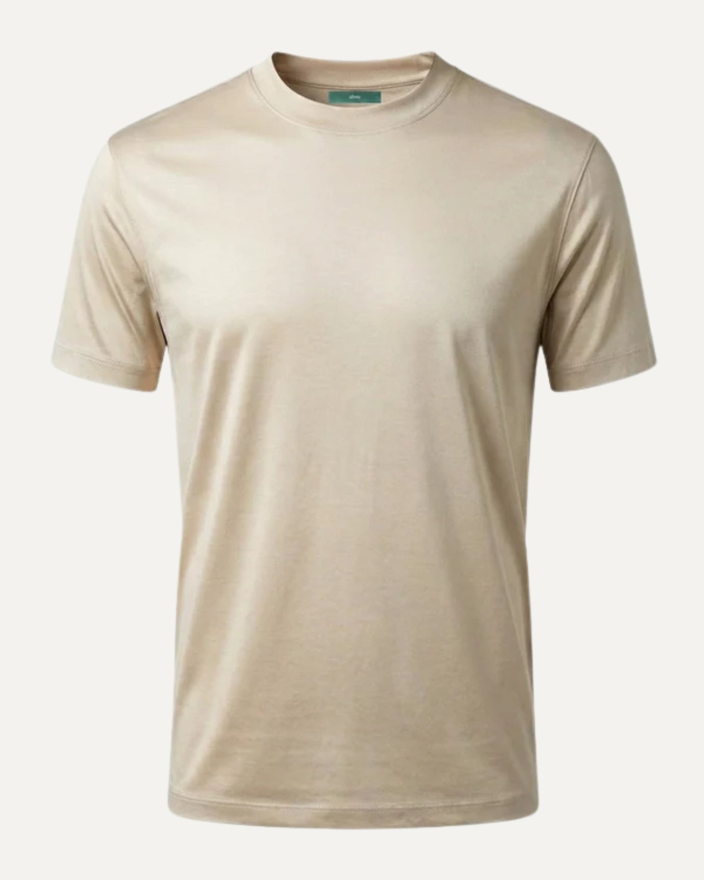Oatmeal mercerized cotton t-shirt, round neck, classic fit for men