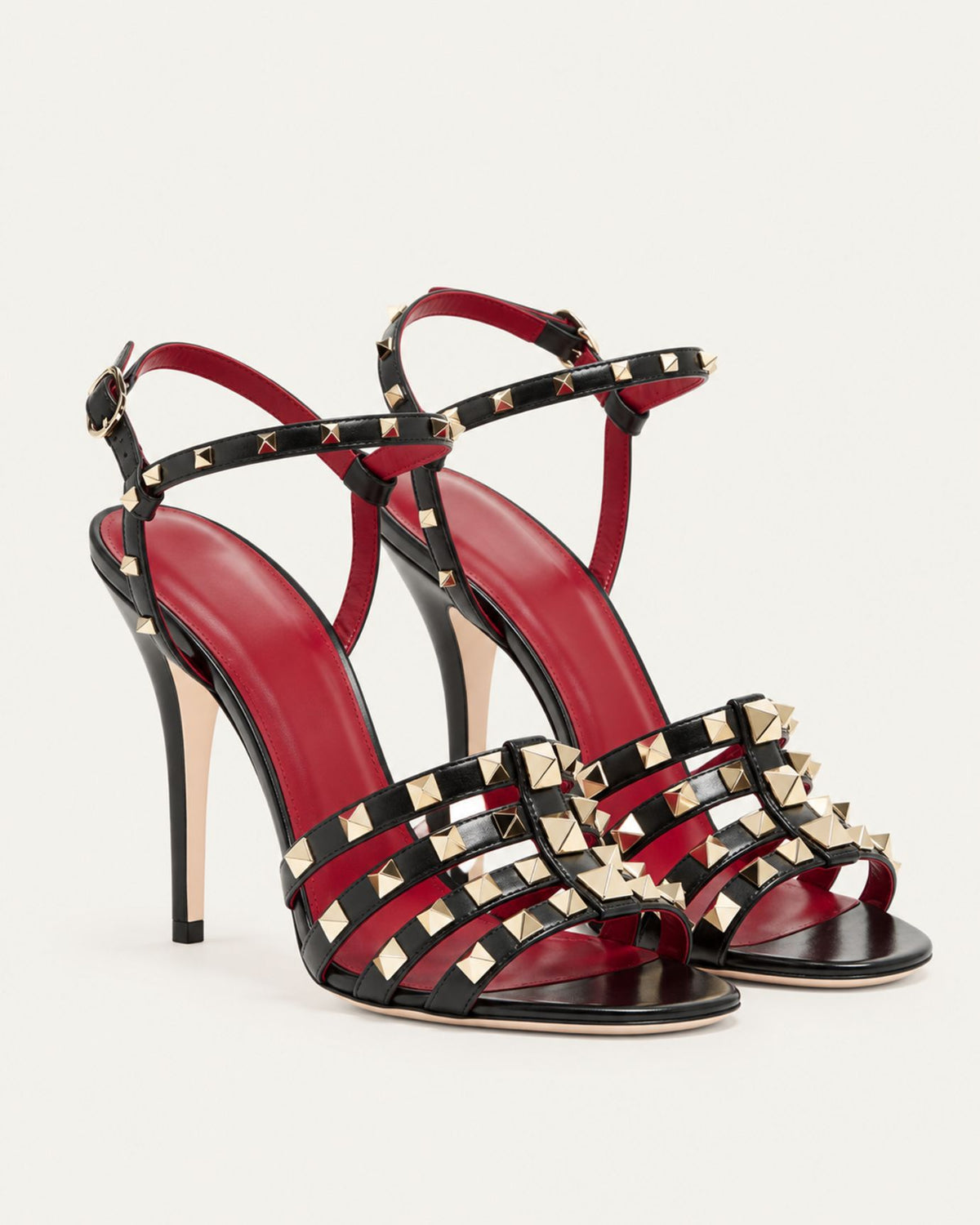 Rinna Open-Toe Studded Ankle-Strap Heels