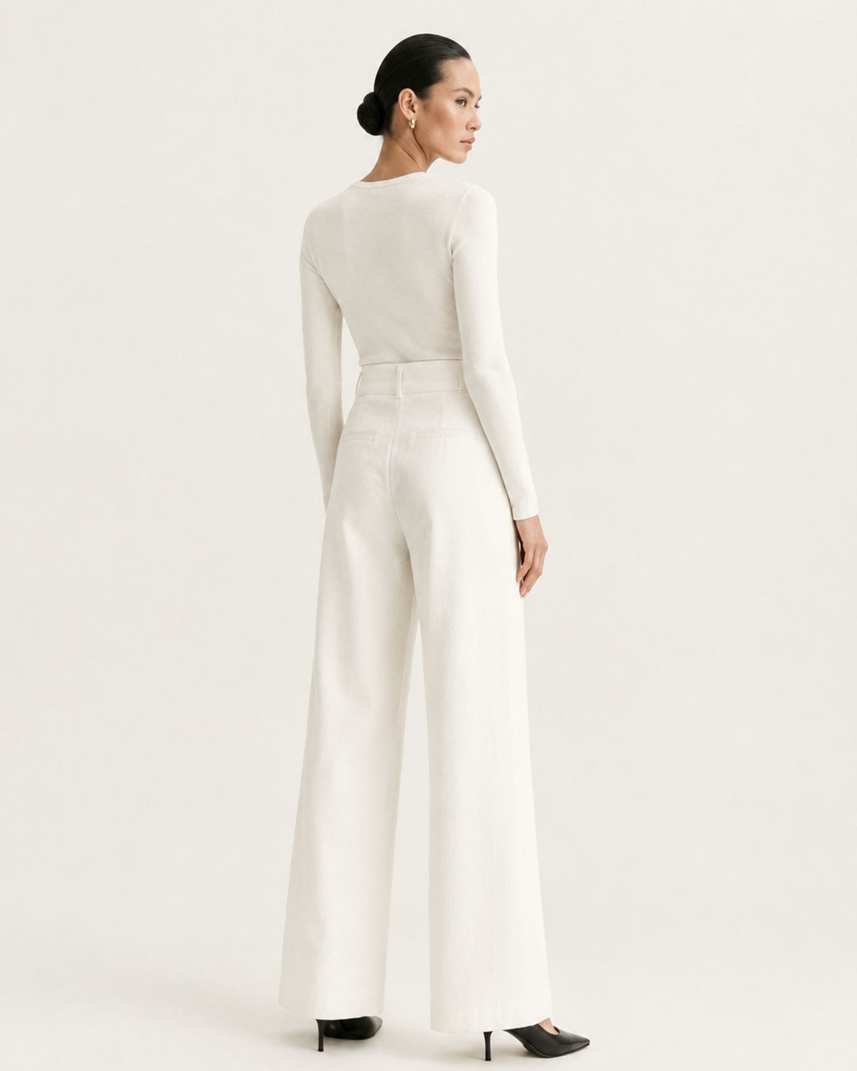Drapey High-Waisted Wool Wide-Leg Woman Trousers
