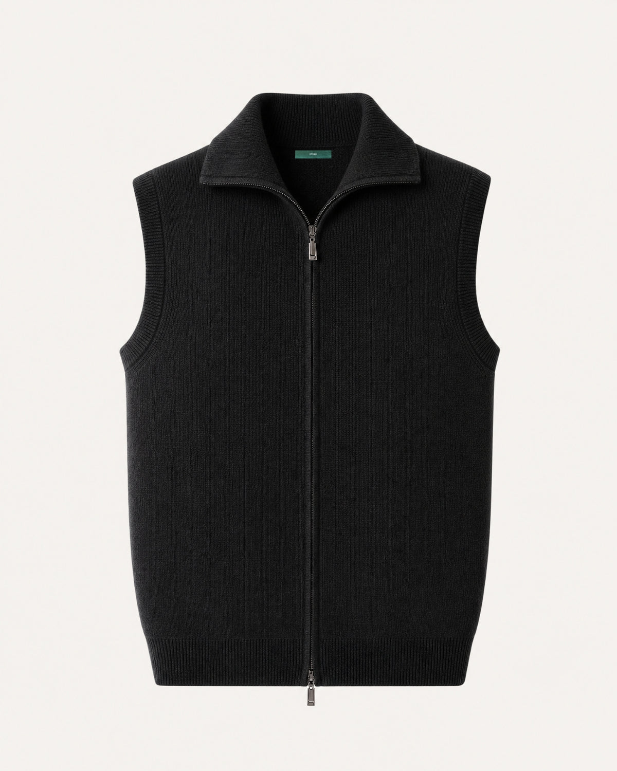 Cashmere Knit Zip Vest Collar