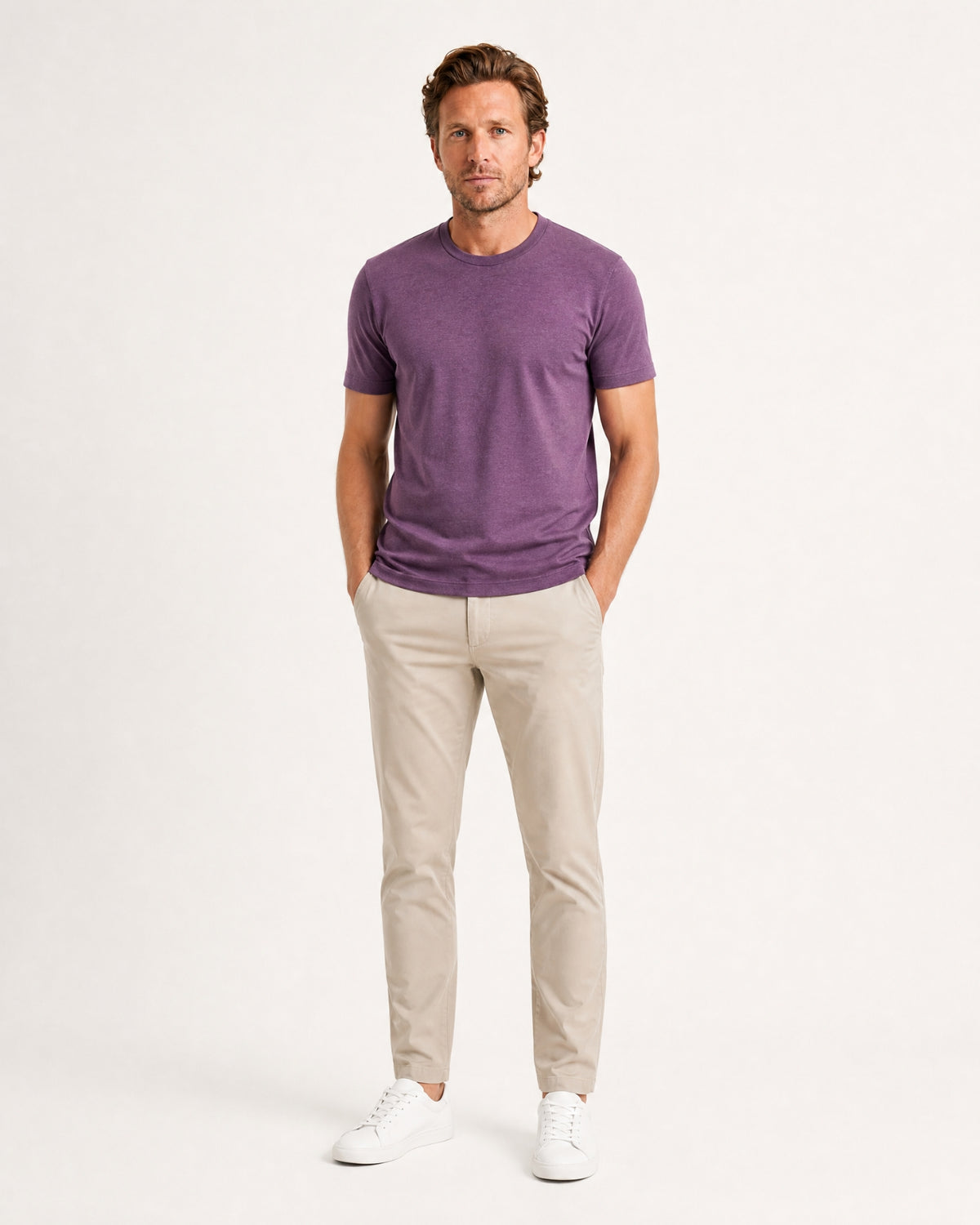 High-Count Australian Wool Crewneck Knit T-Shirt
