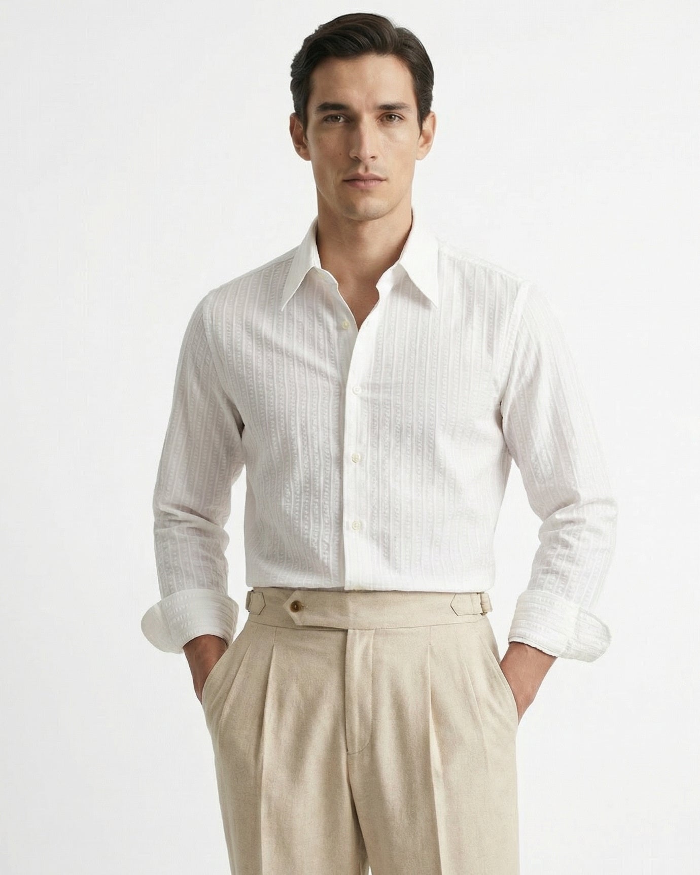 Business Trousers Cotton & Linen Blend